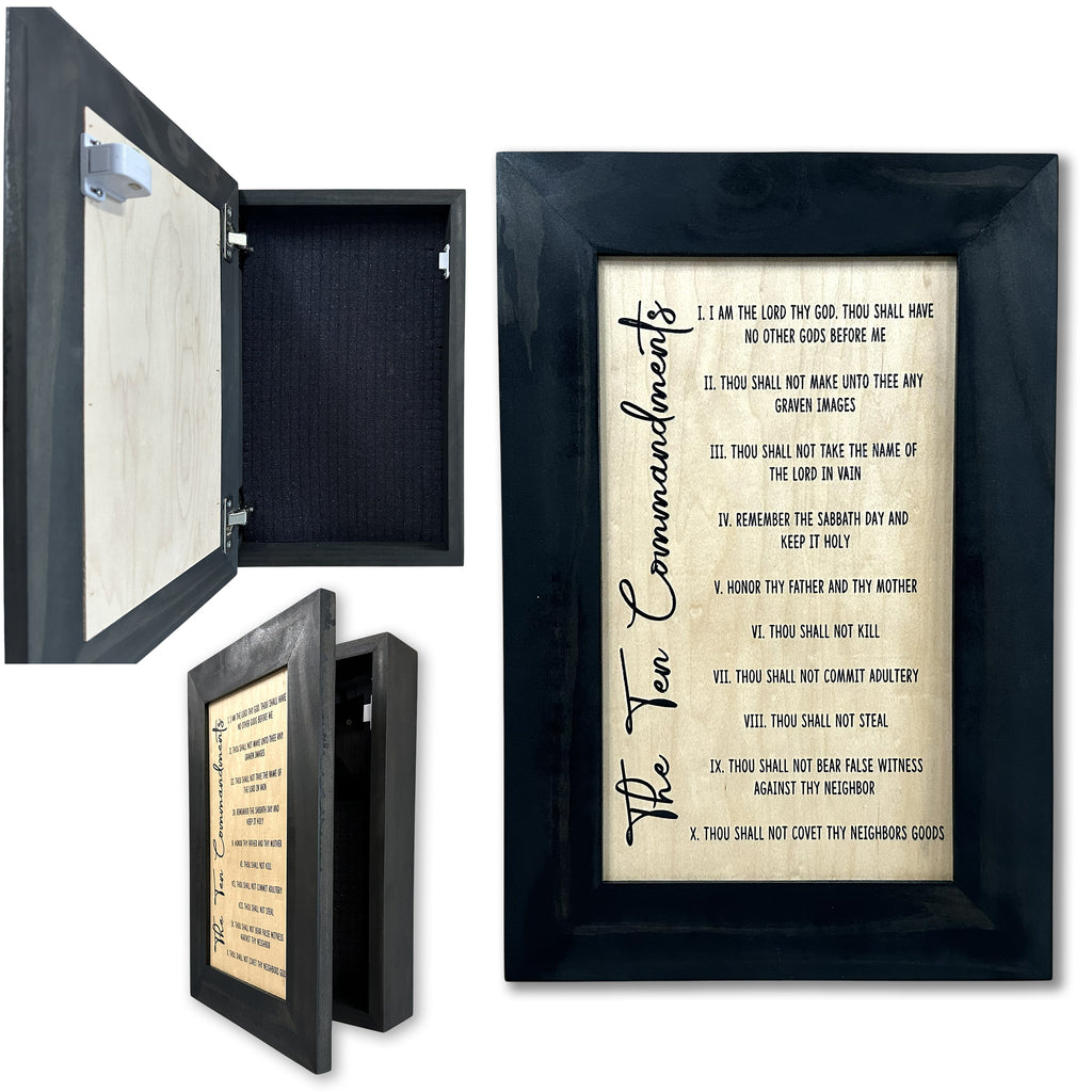 Ten Commandments Religious Hidden Gun Storage Wall...