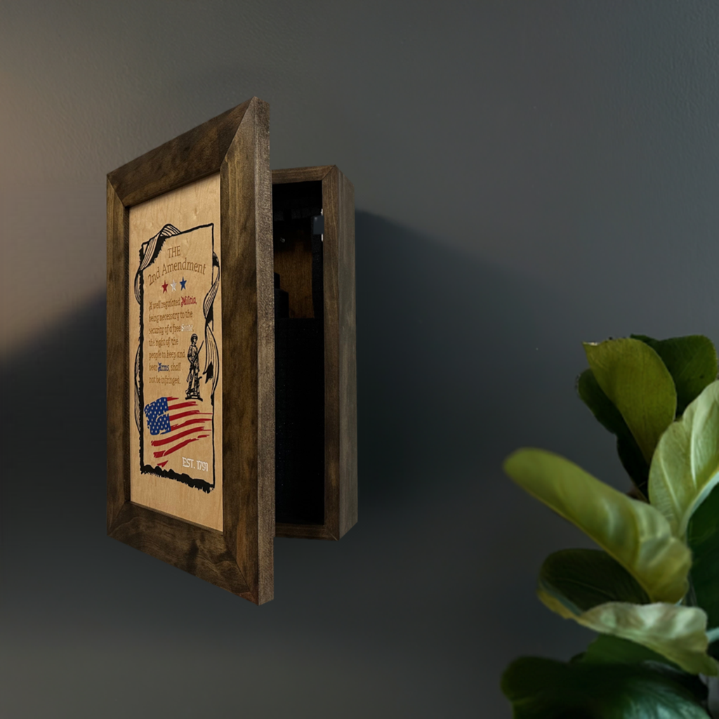 2nd Amendment Gun Safe - Wall Mounted Hidden Gun Cabinet Side look