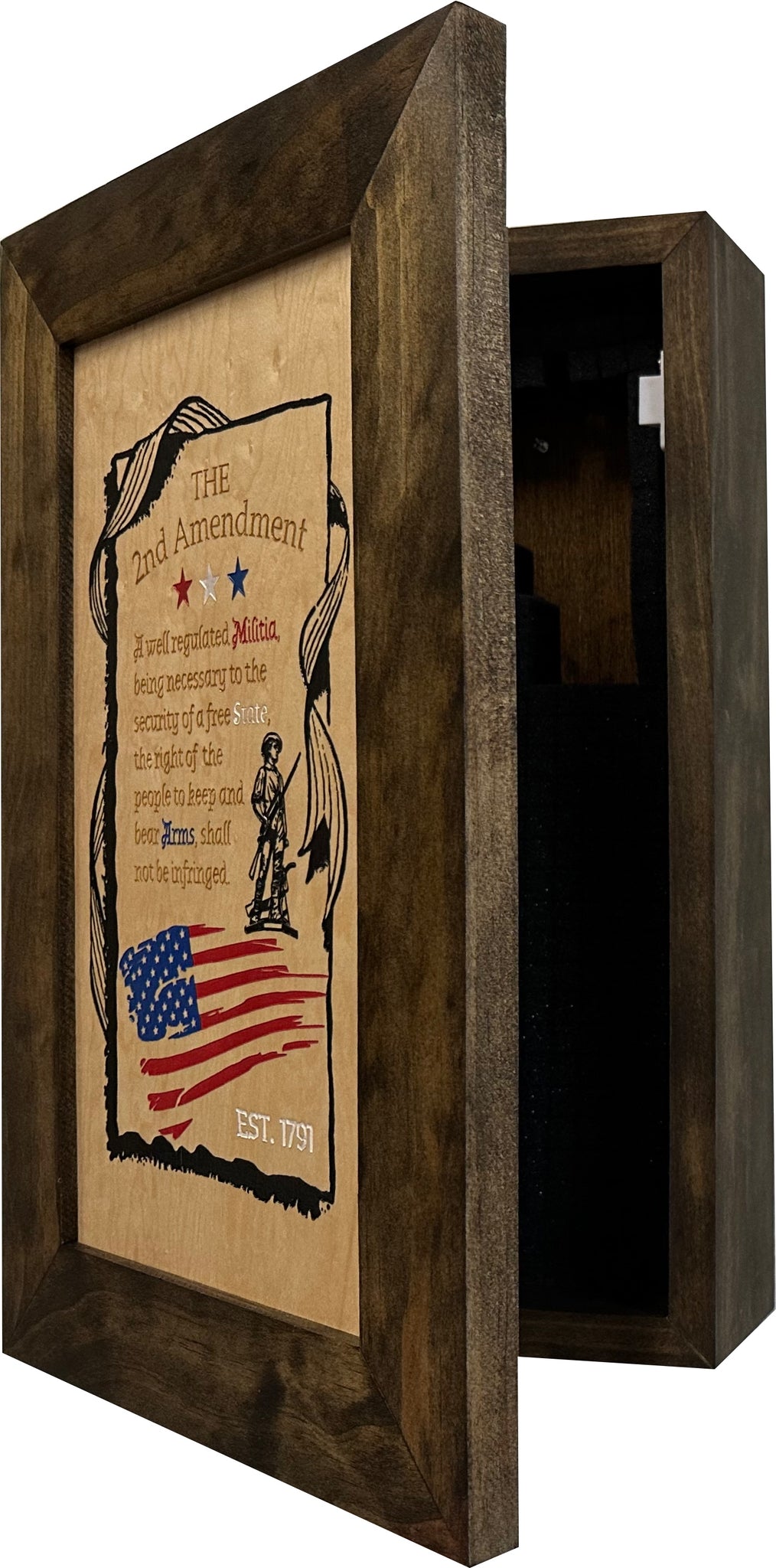 2nd Amendment Gun Safe - Wall Mounted Hidden Gun partial open