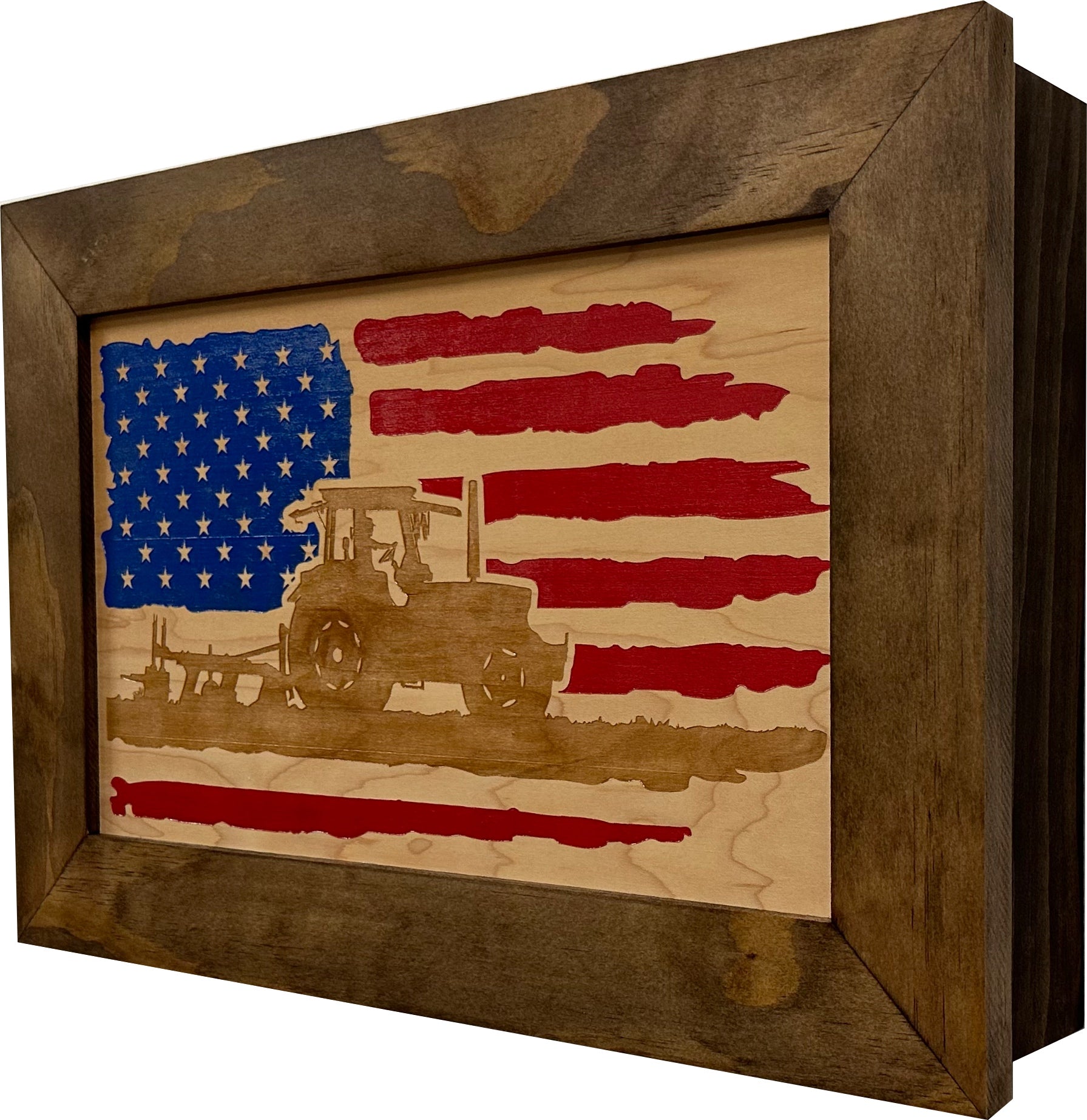 American Flag Farmer Wall Mounted Locking Hidden Gun Cabinet full side look