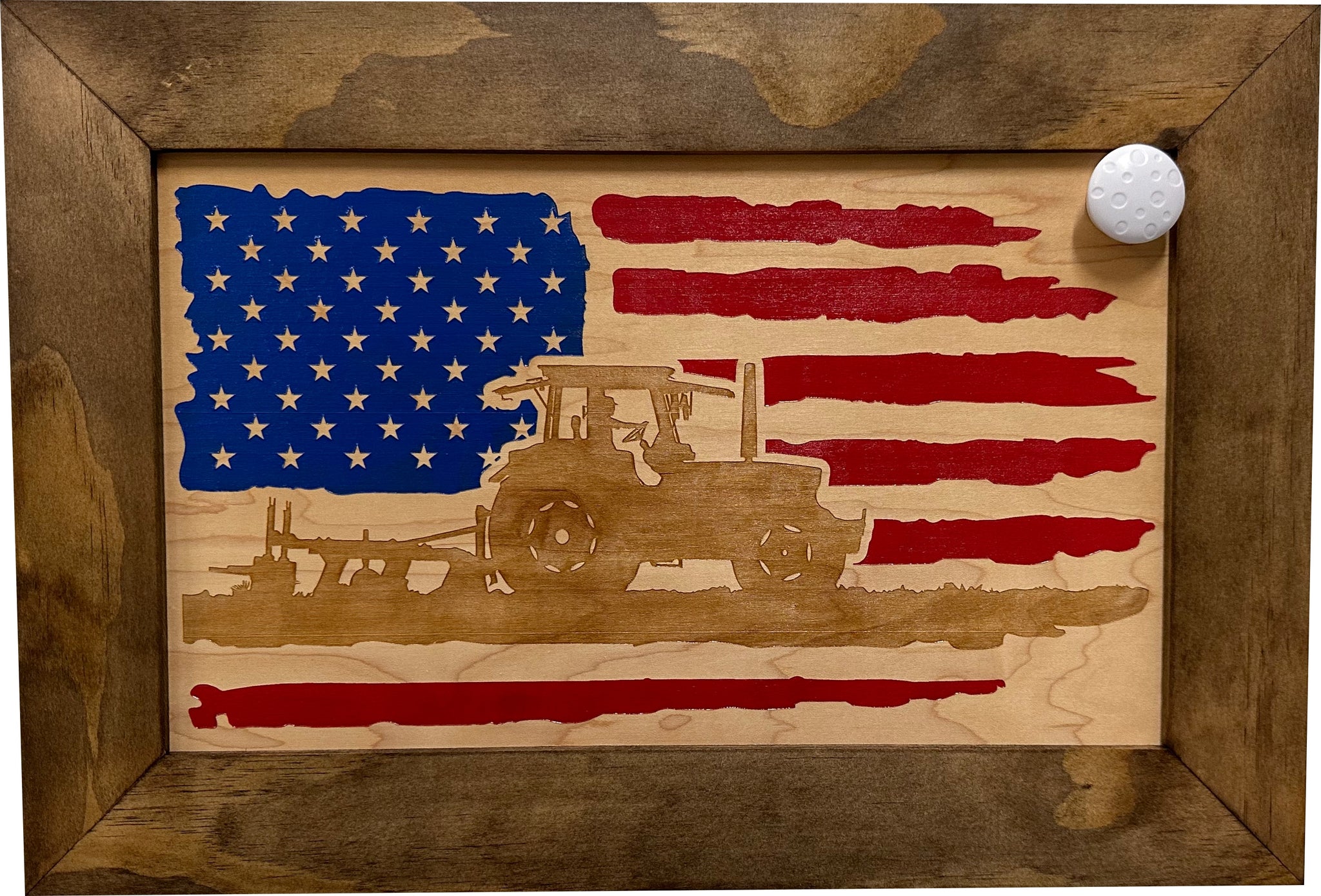 American Flag Farmer Wall Mounted Locking Hidden Gun Cabinet with key