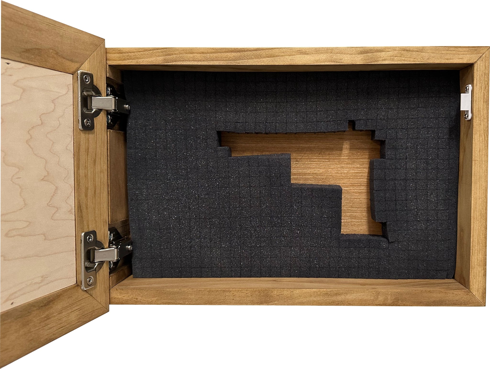 Bald Eagle & American Flag Wall-Mounted Secure Gun Cabinet Inside look