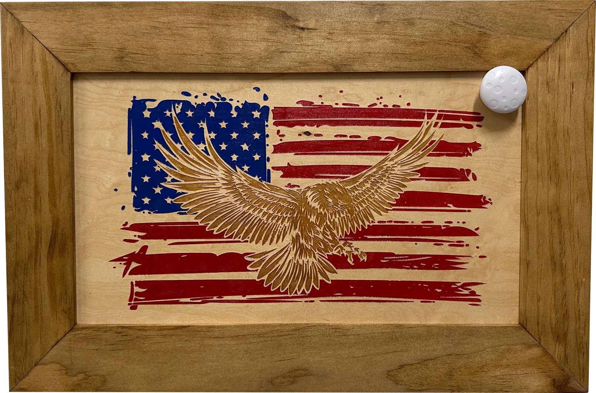 Bald Eagle & American Flag Wall-Mounted Secure Gun Cabinet with key