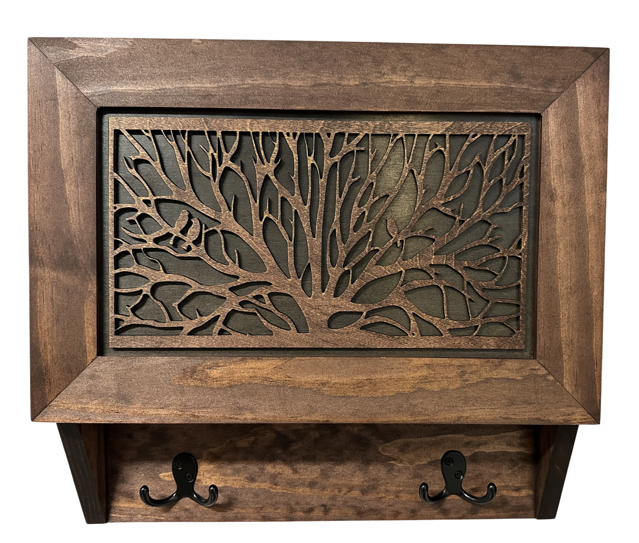 Birds in a Tree Hidden Gun Wooden Coat Rack Concealment Decor 