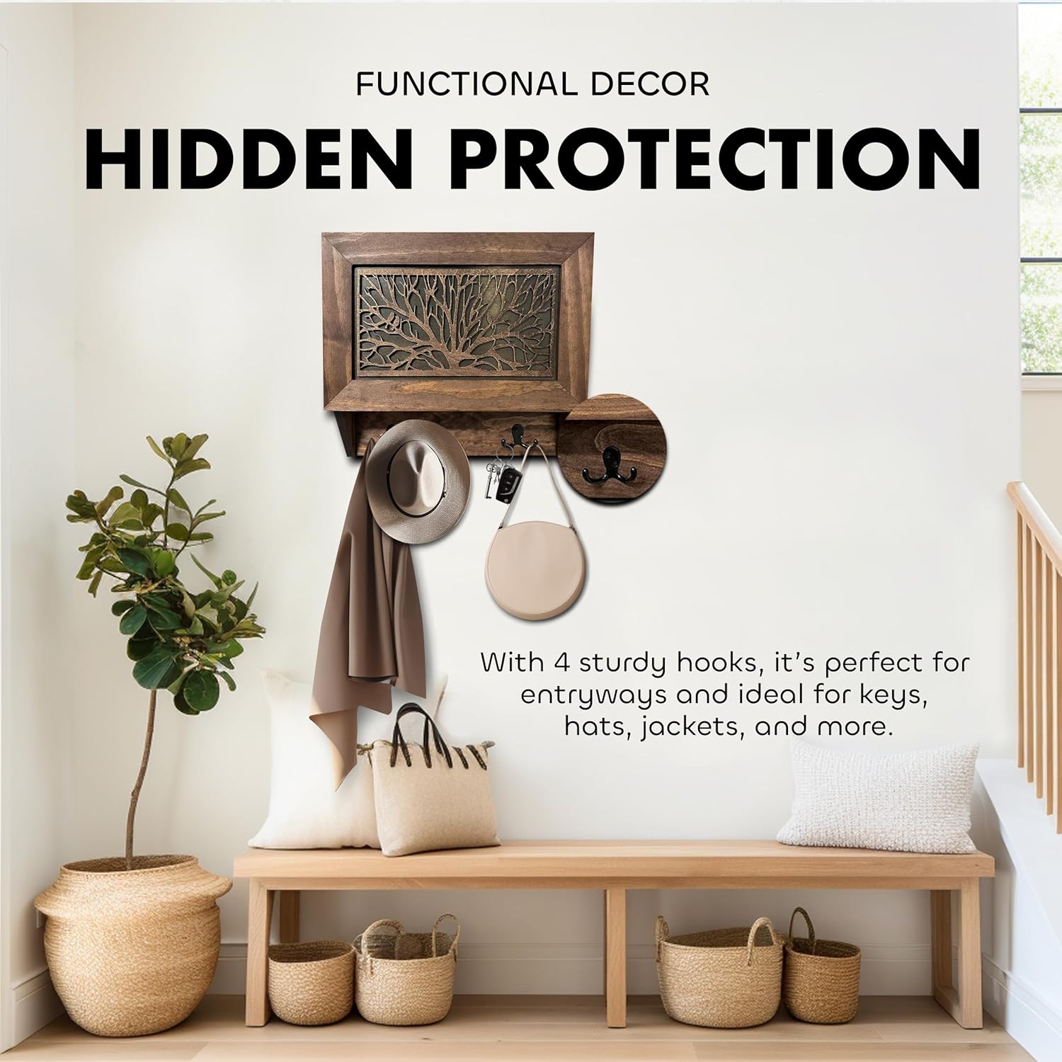 Birds in a Tree Hidden Gun Wooden Concealment Decor with hidden protection