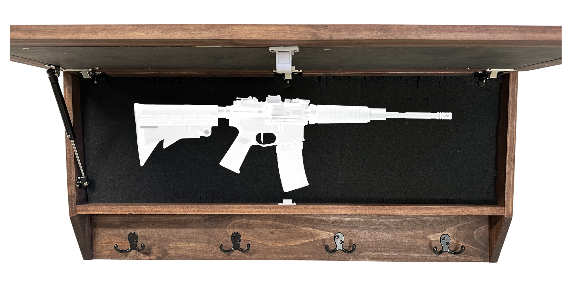 Birds in a Tree Large Hidden Gun Concealment Coat Rack front open AR gun illustration