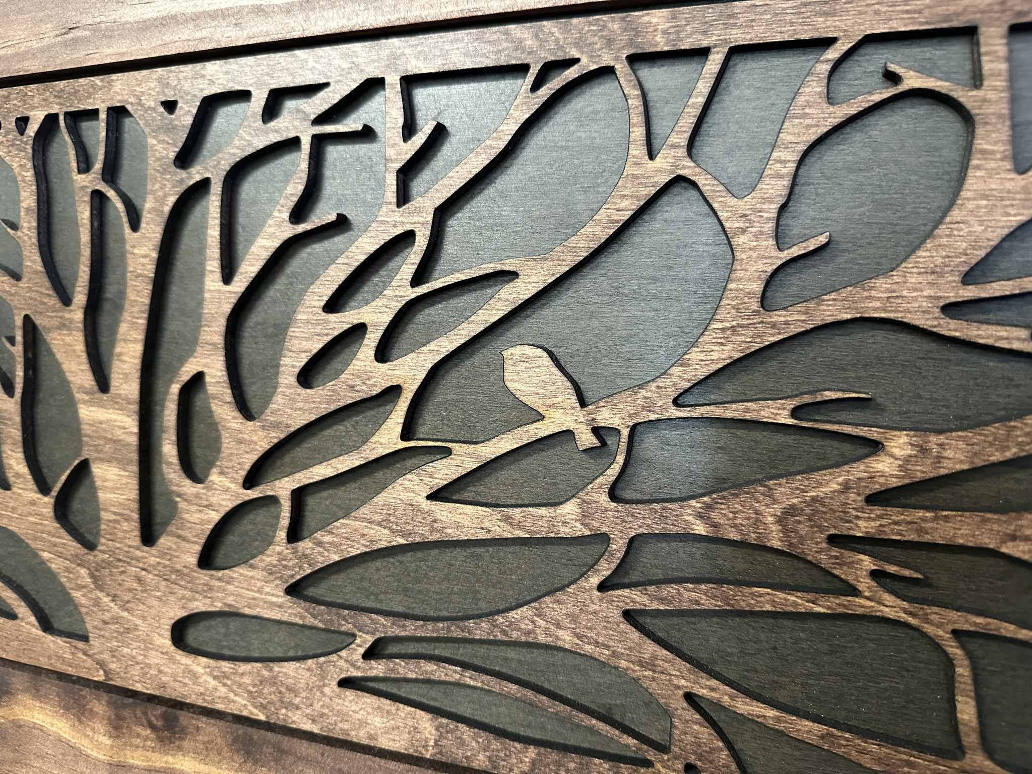 Birds in a Tree Large Hidden Gun Concealment Coat Rack with closeup look