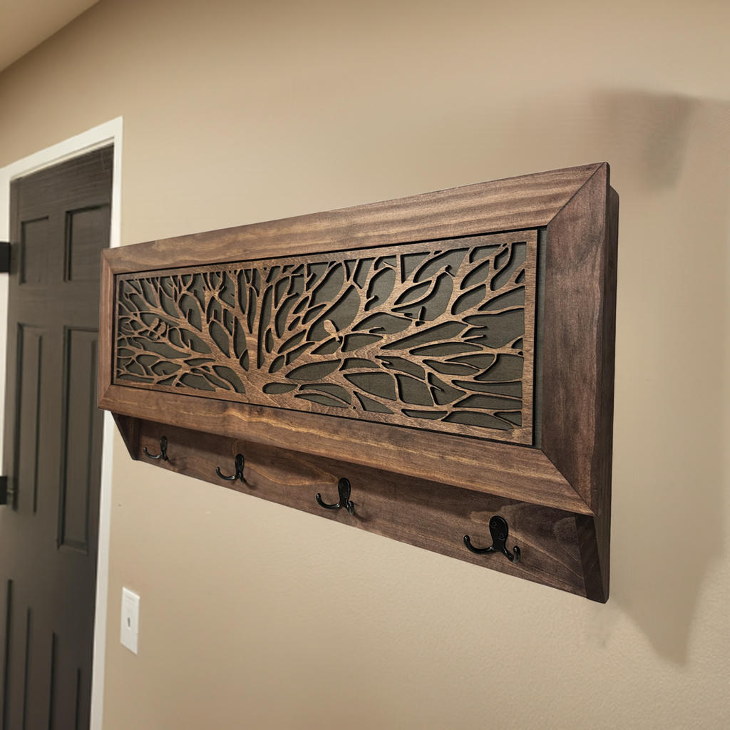 Birds in a Tree Large Hidden Gun Concealment Coat Rack with hooks