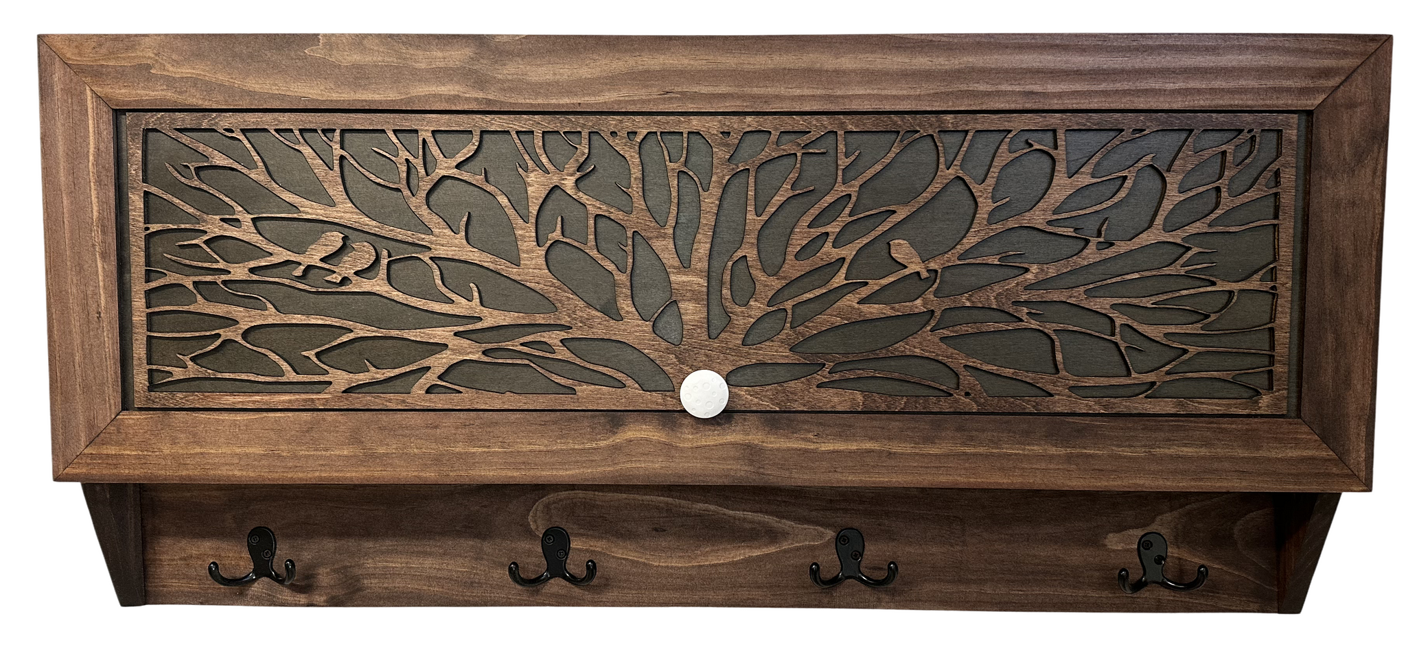 Birds in a Tree Large Hidden Gun Concealment Coat Rack with key & hooks