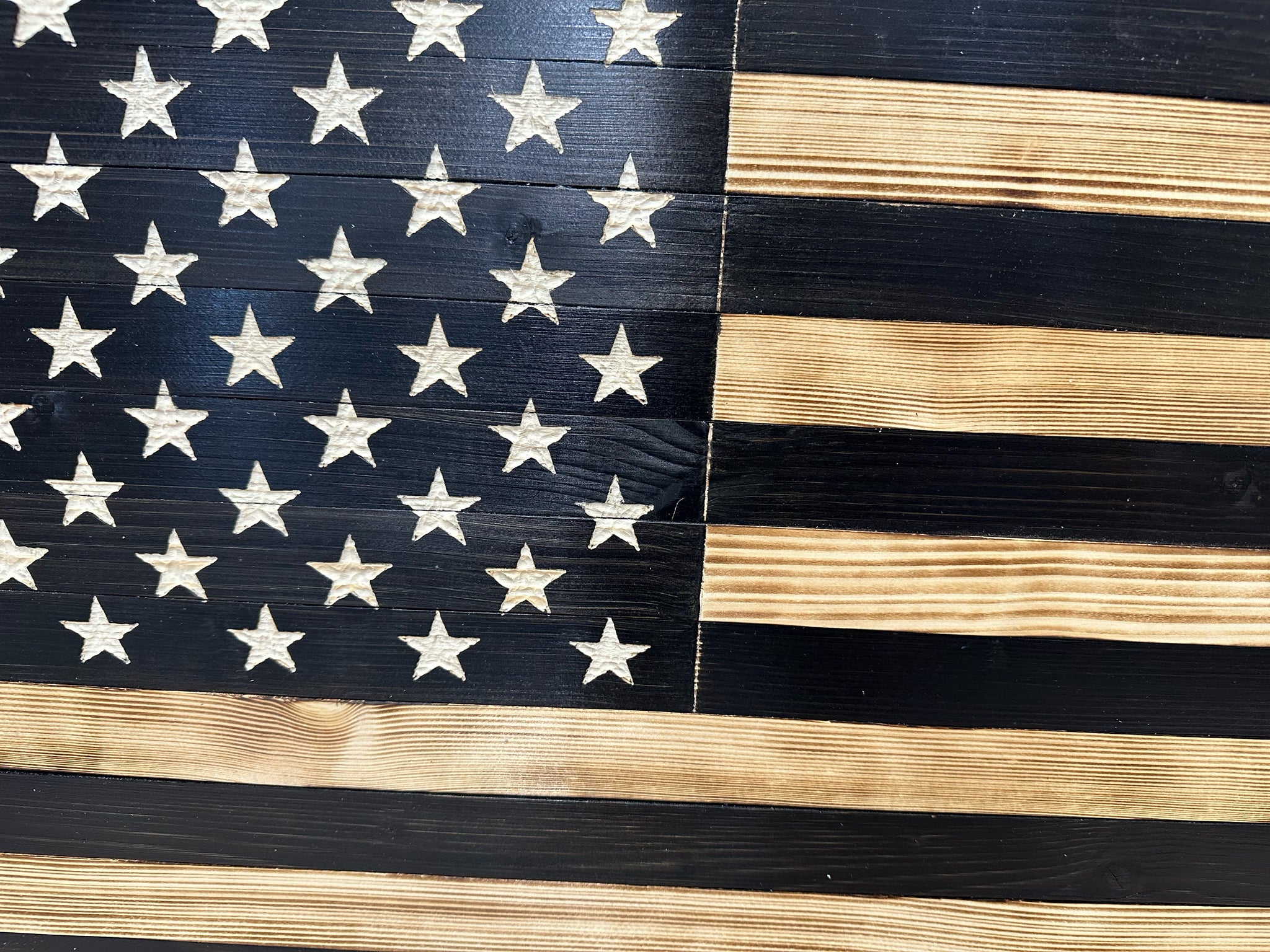 Black Large American Flag Wall-Mounted Hidden Gun Cabinet close look