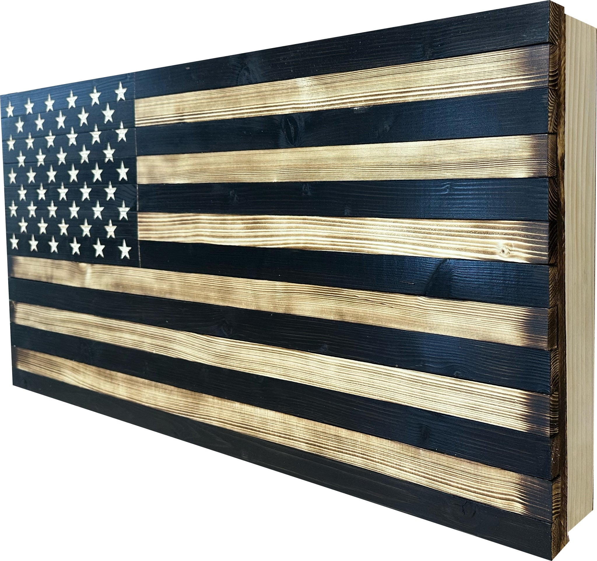 Black Large American Flag Wall-Mounted Hidden Gun Cabinet side view