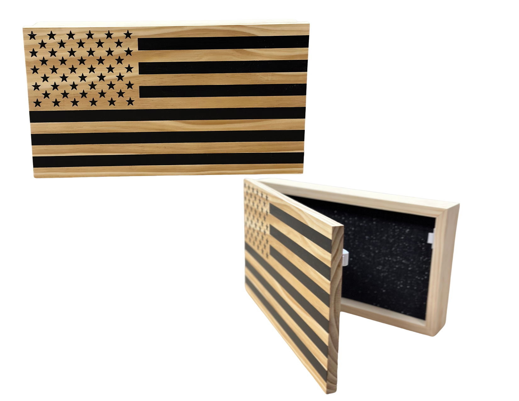 Black Opposite Inverted Flag Wall Mounted Secure Gun Cabinet