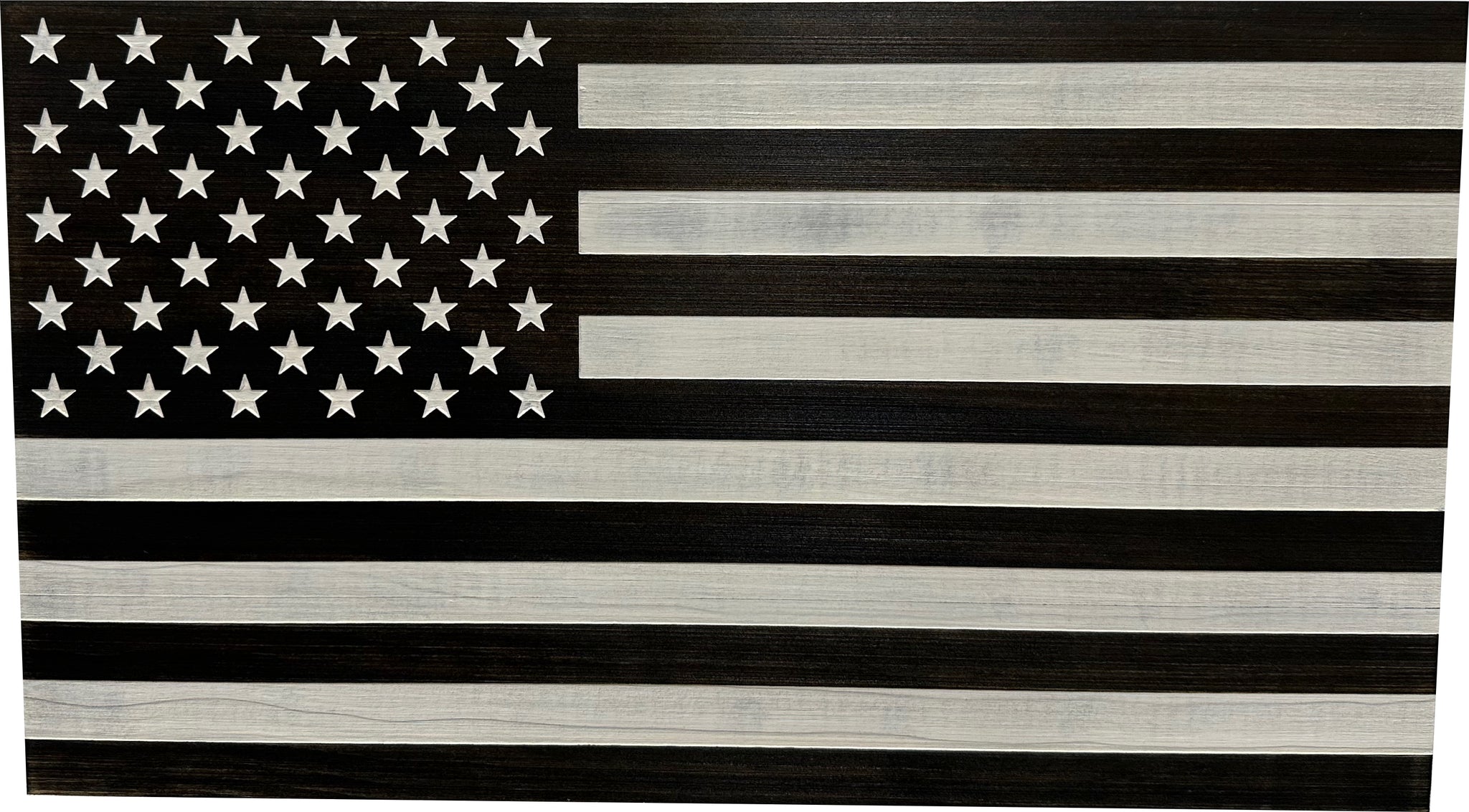 Black & White Distressed American Flag Wall-Mounted Gun Cabinet Close look