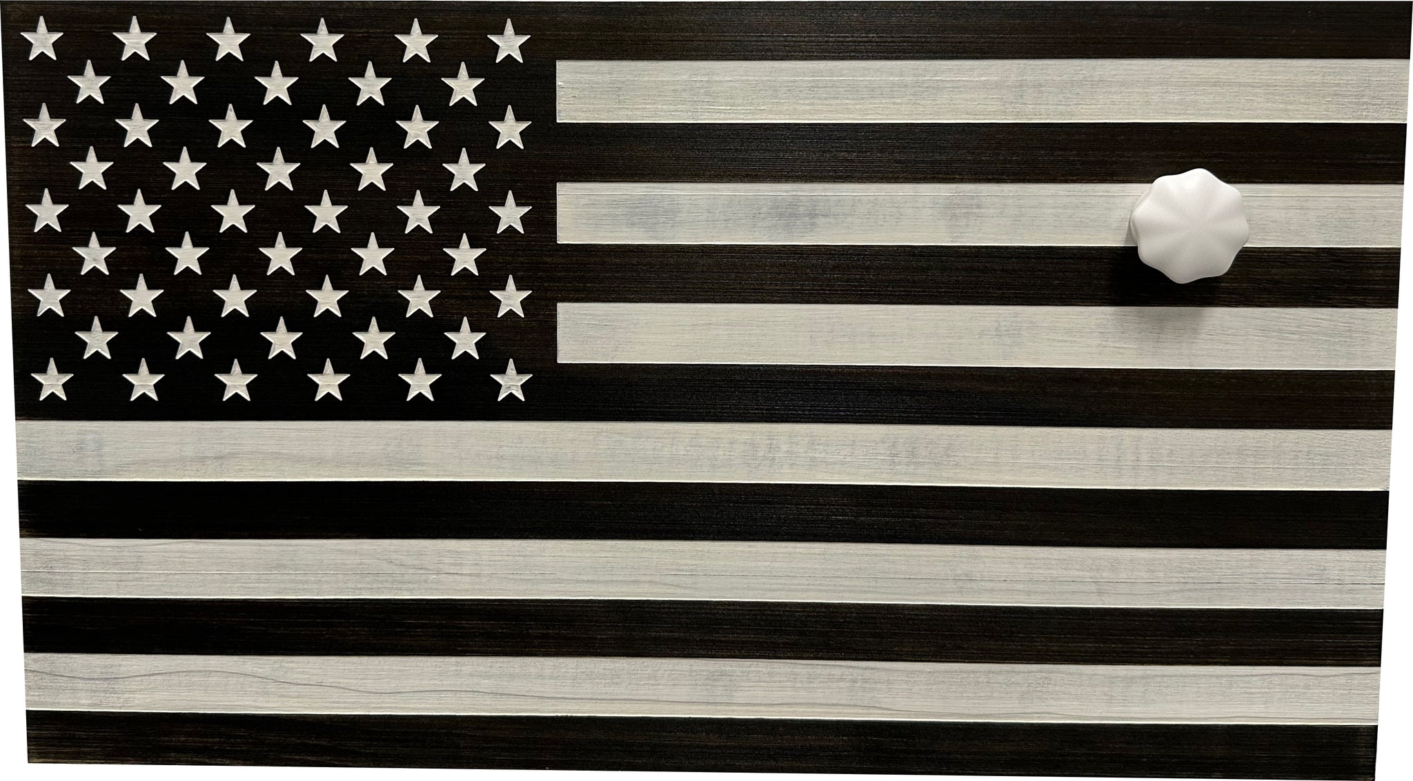 Black & White Distressed American Flag Wall-Mounted Gun Cabinet key