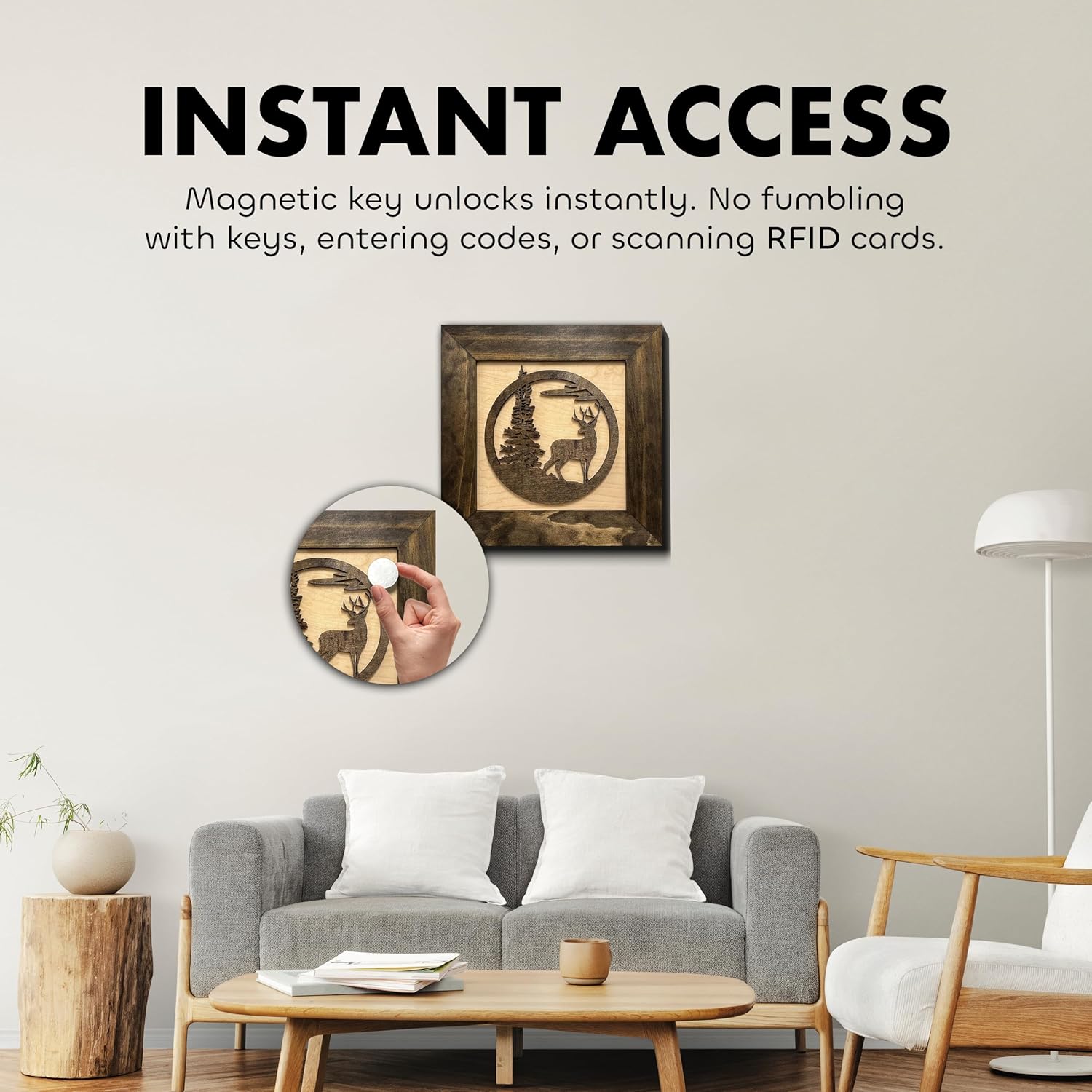  Buck In Nature Hidden Gun Storage Shel with instant access magnetic key