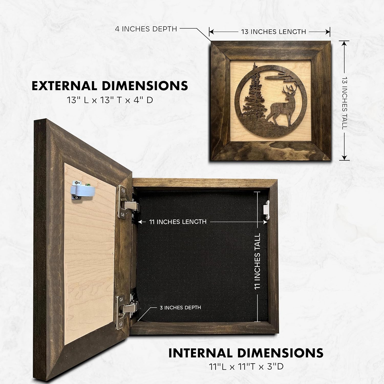  Buck In Nature Hidden Gun Storage Shelf with dimensions
