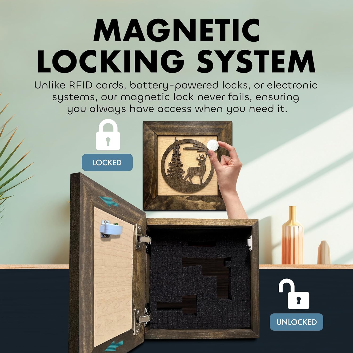  Buck In Nature Hidden Gun Storage Shelf with magnetic key