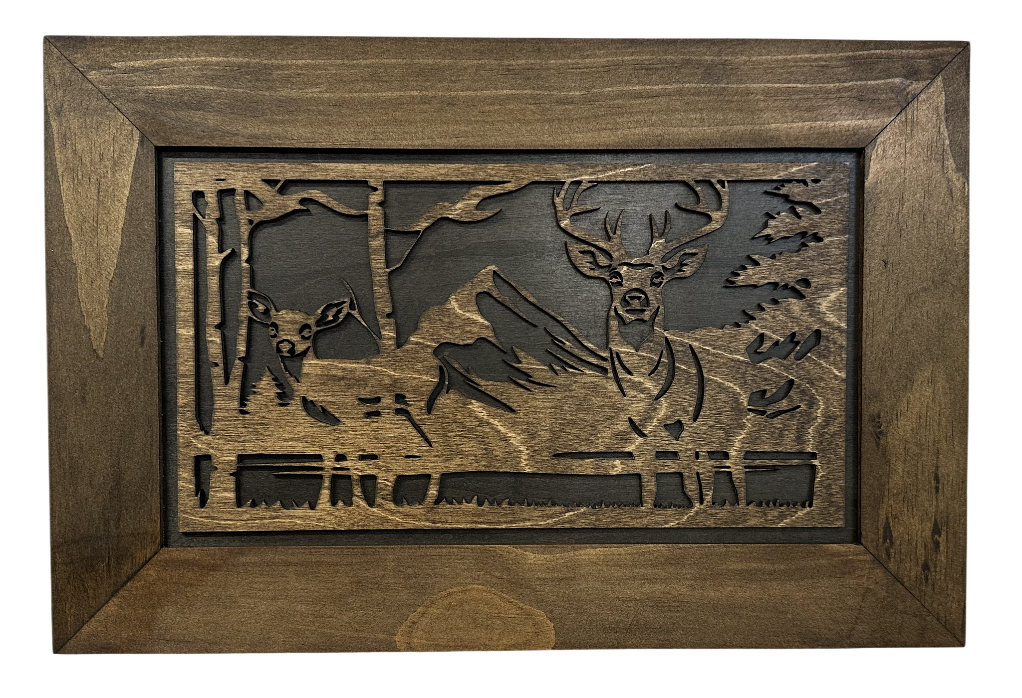 Buck and Doe in The Woods Hidden Gun Concealment Furniture front look