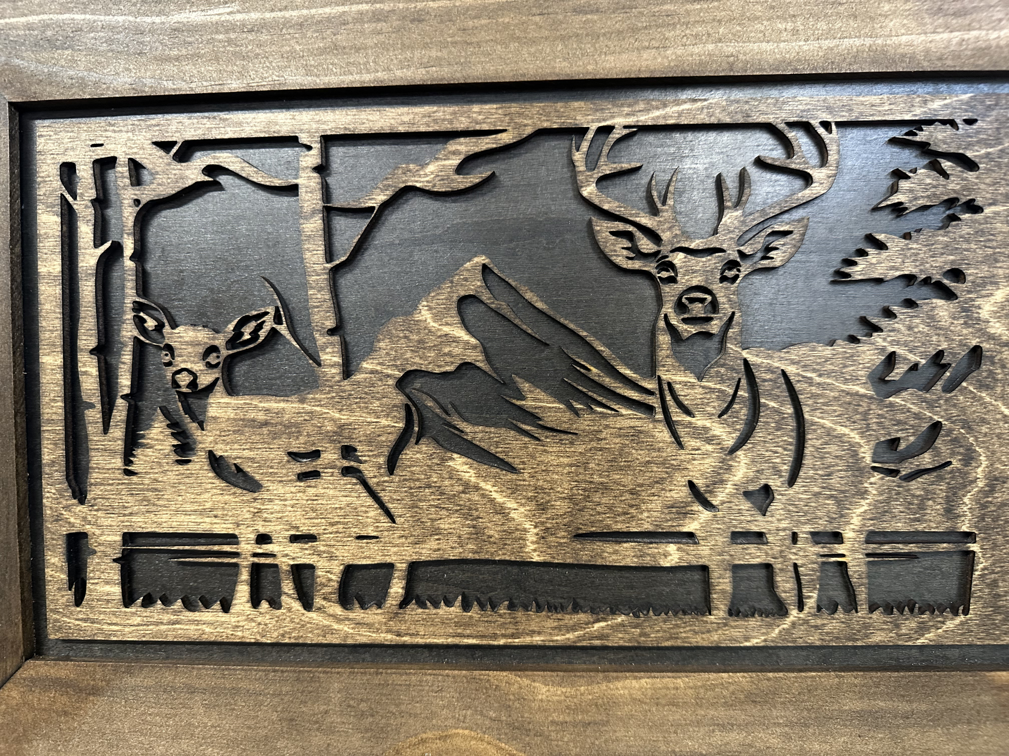 Buck and Doe in The Woods Hidden Gun Concealment Furniture front view