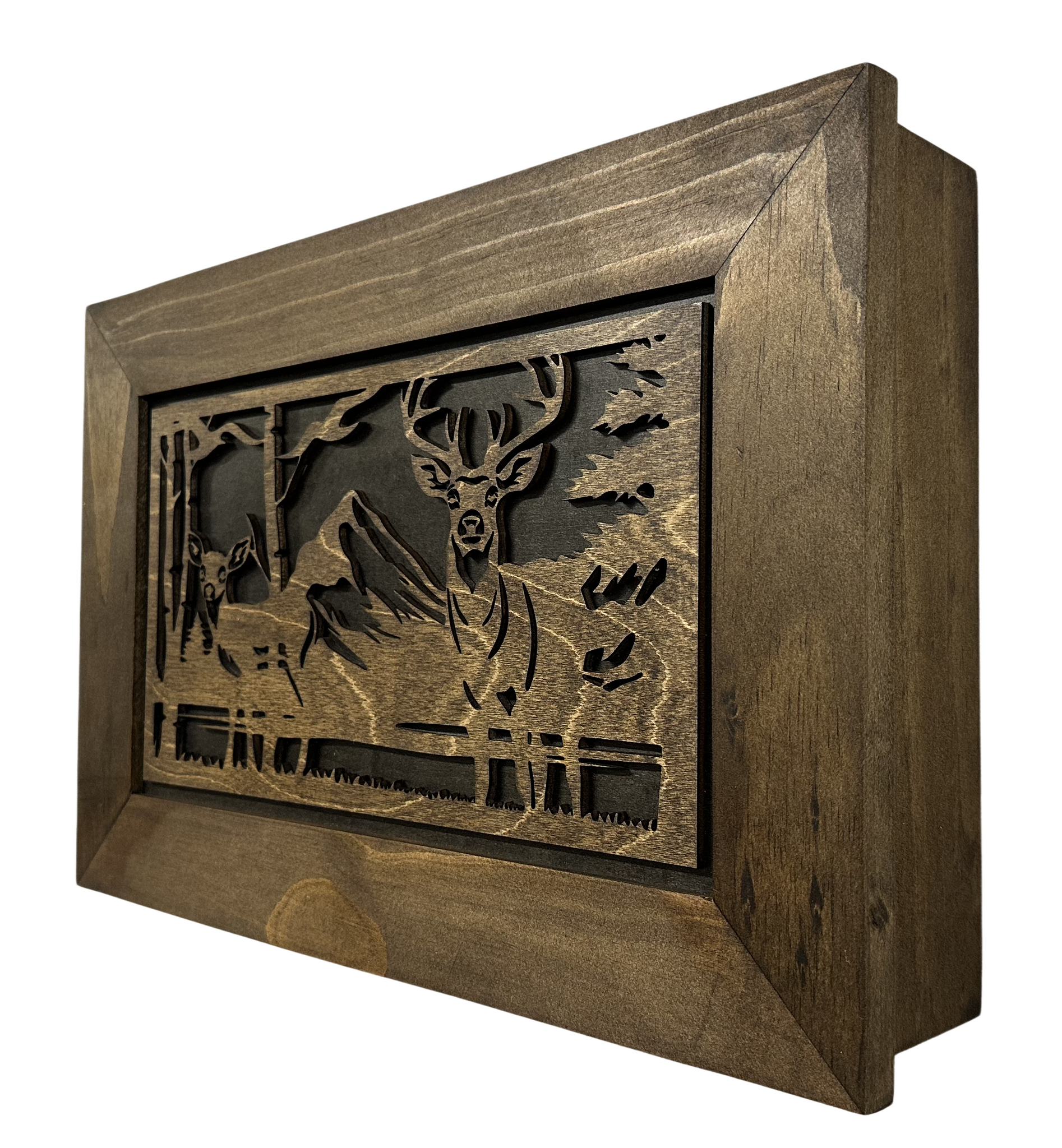 Buck and Doe in The Woods Hidden Gun Concealment Furniture side look