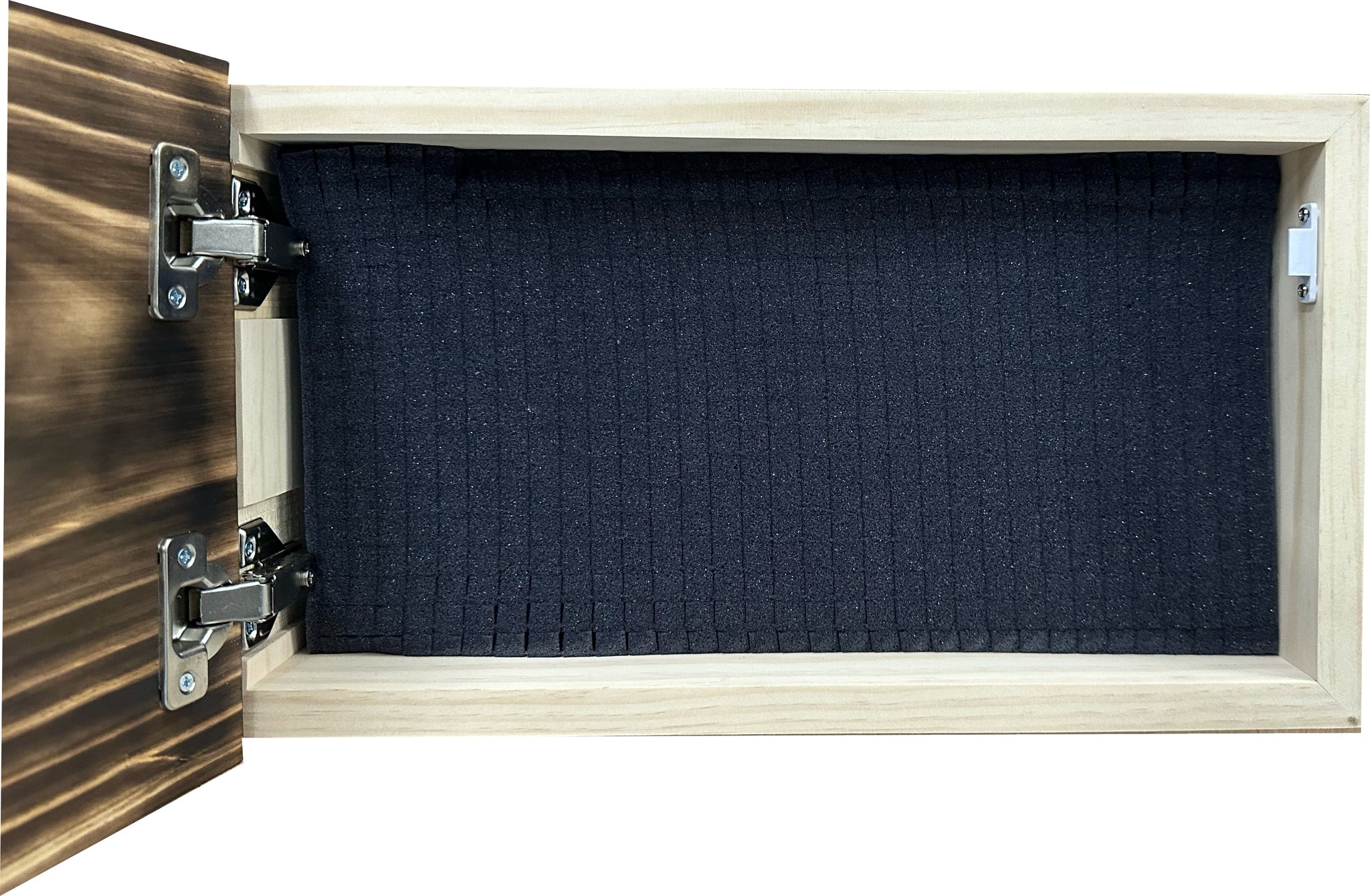 Burnt American Flag Decorative Hidden Gun Storage Cabinet Full Open 