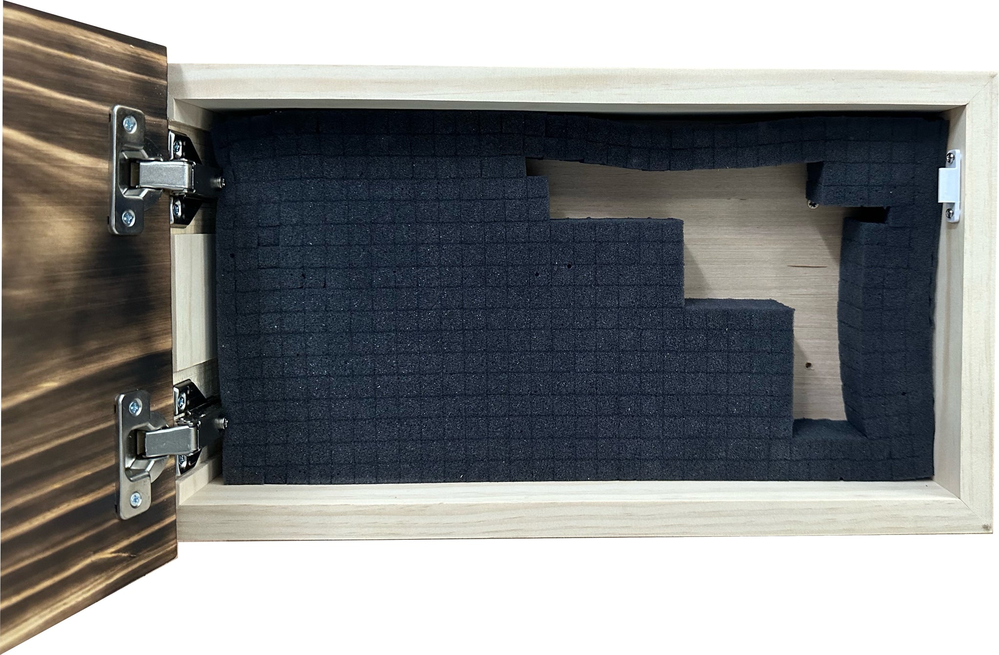 Burnt American Flag Decorative Hidden Gun Storage Cabinet Full Open with Foam fit