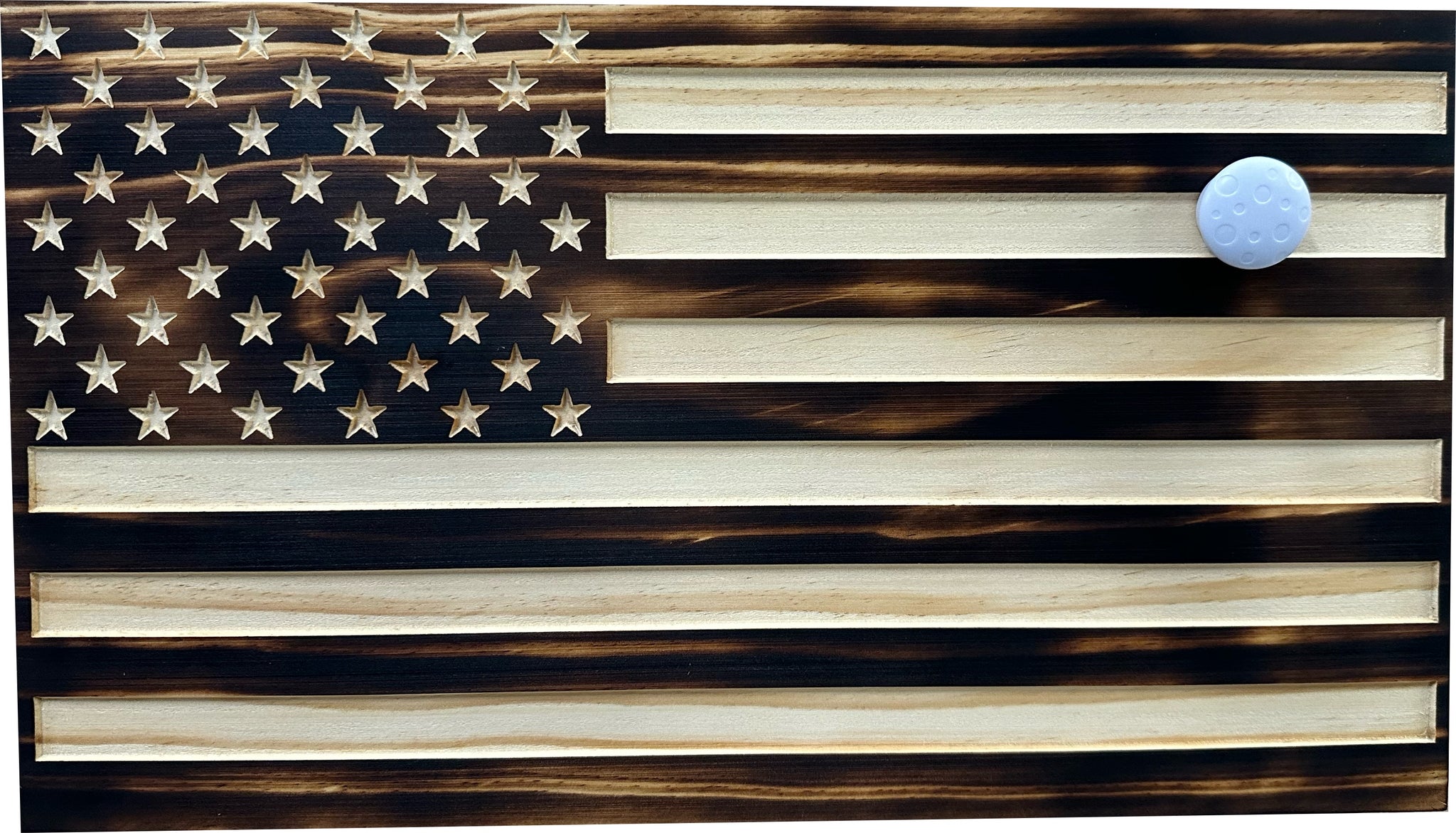 Burnt American Flag Decorative Hidden Gun Storage Cabinet with magnetic key