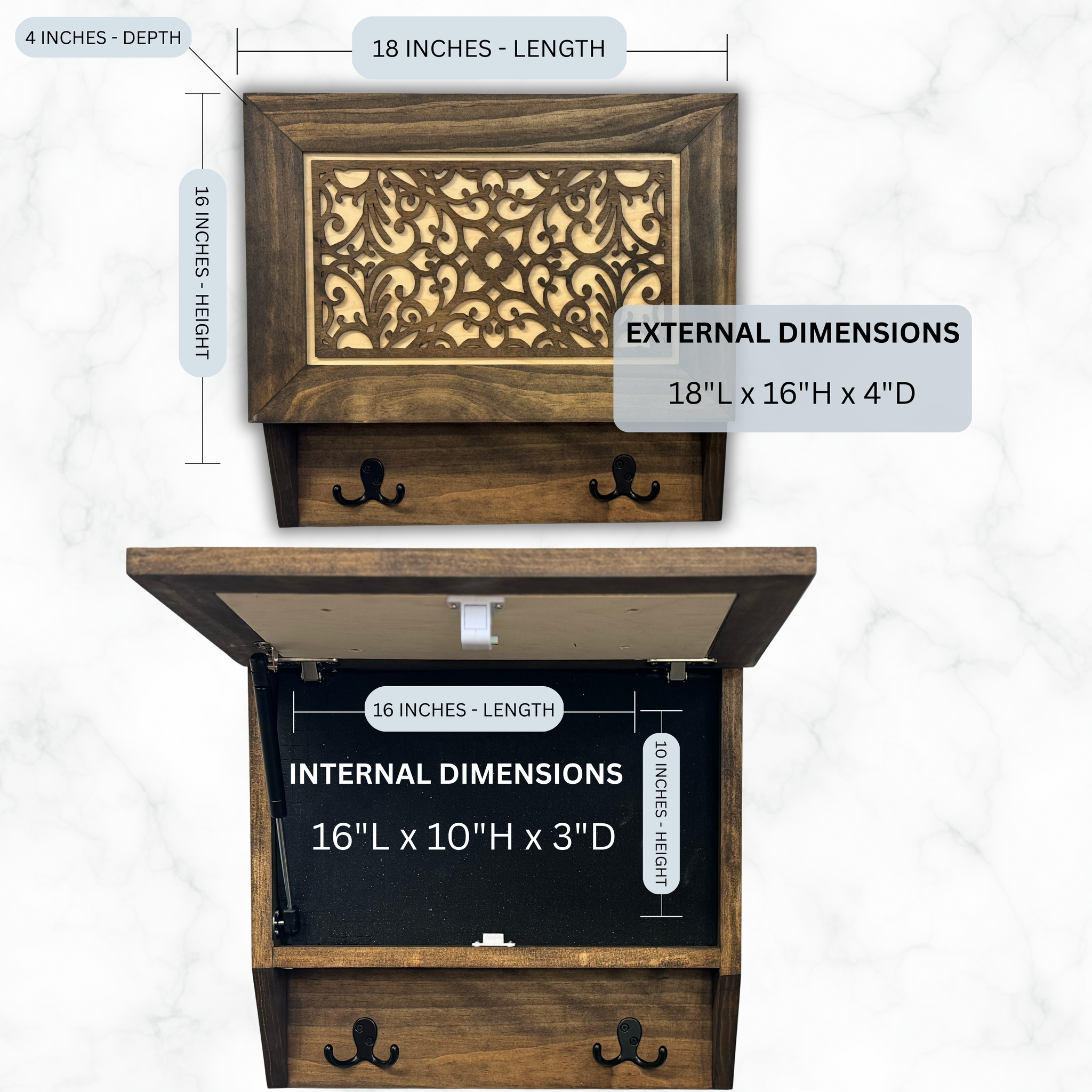 Buy Infinity Circle Coat Rack Hidden Gun Cabinet Concealment with external and internal dimensions