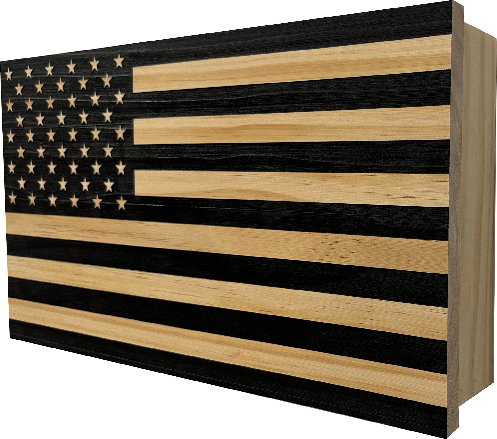 Carbon Gray American Flag Decorative Wall-Mounted Gun Cabinet side look