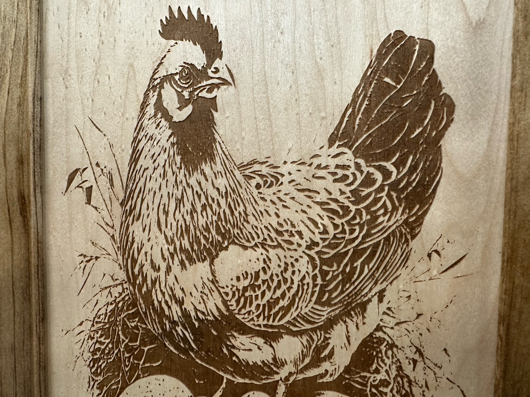 Chicken & Eggs Farmhouse Hidden Gun Safe | Wall Cabinet close view