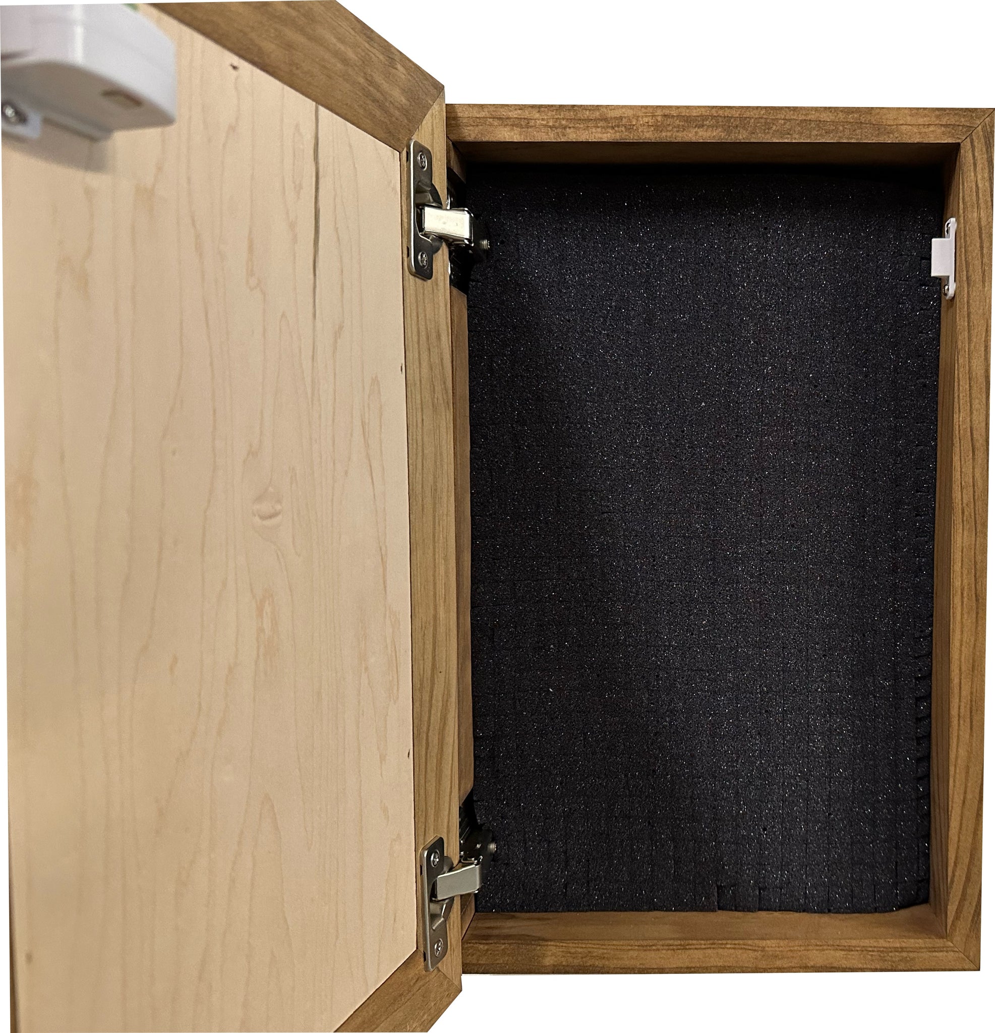 Chicken & Eggs Farmhouse Hidden Gun Safe | Wall Cabinet full inside open view