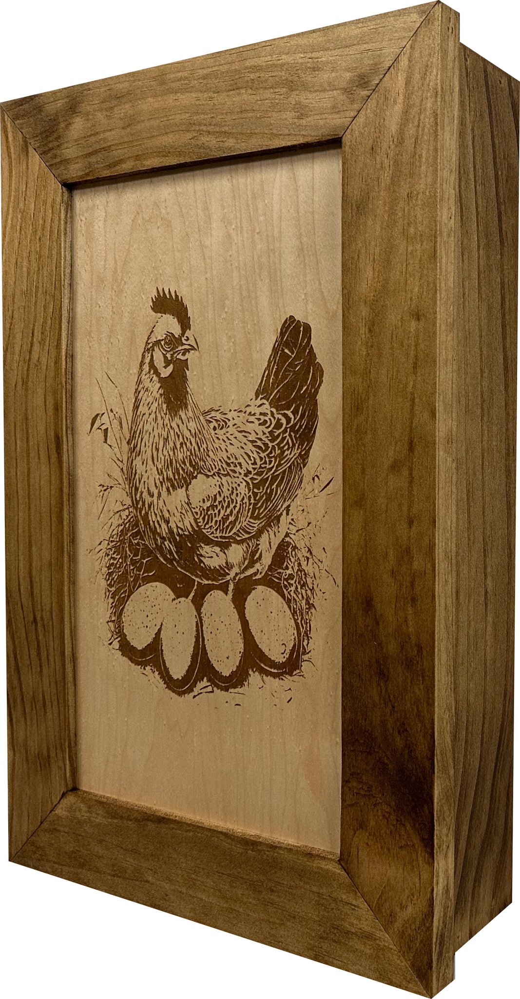 Chicken & Eggs Farmhouse Hidden Gun Safe | Wall Cabinet side view