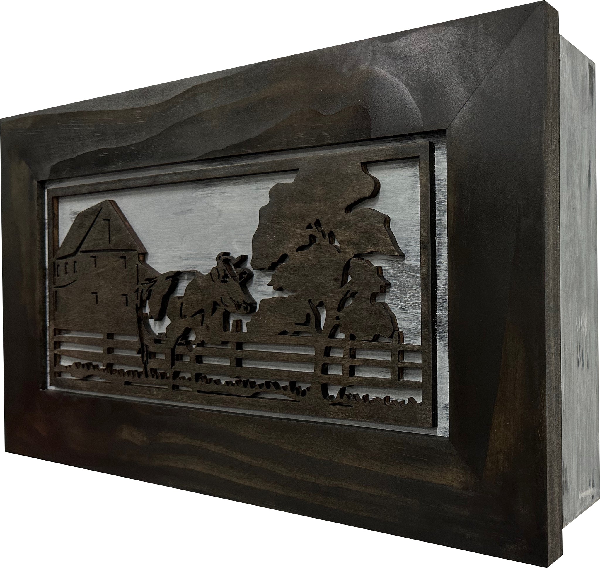  Cow Farm Hidden Gun Cabinet | Wall-Mounted Décor Safe side look view