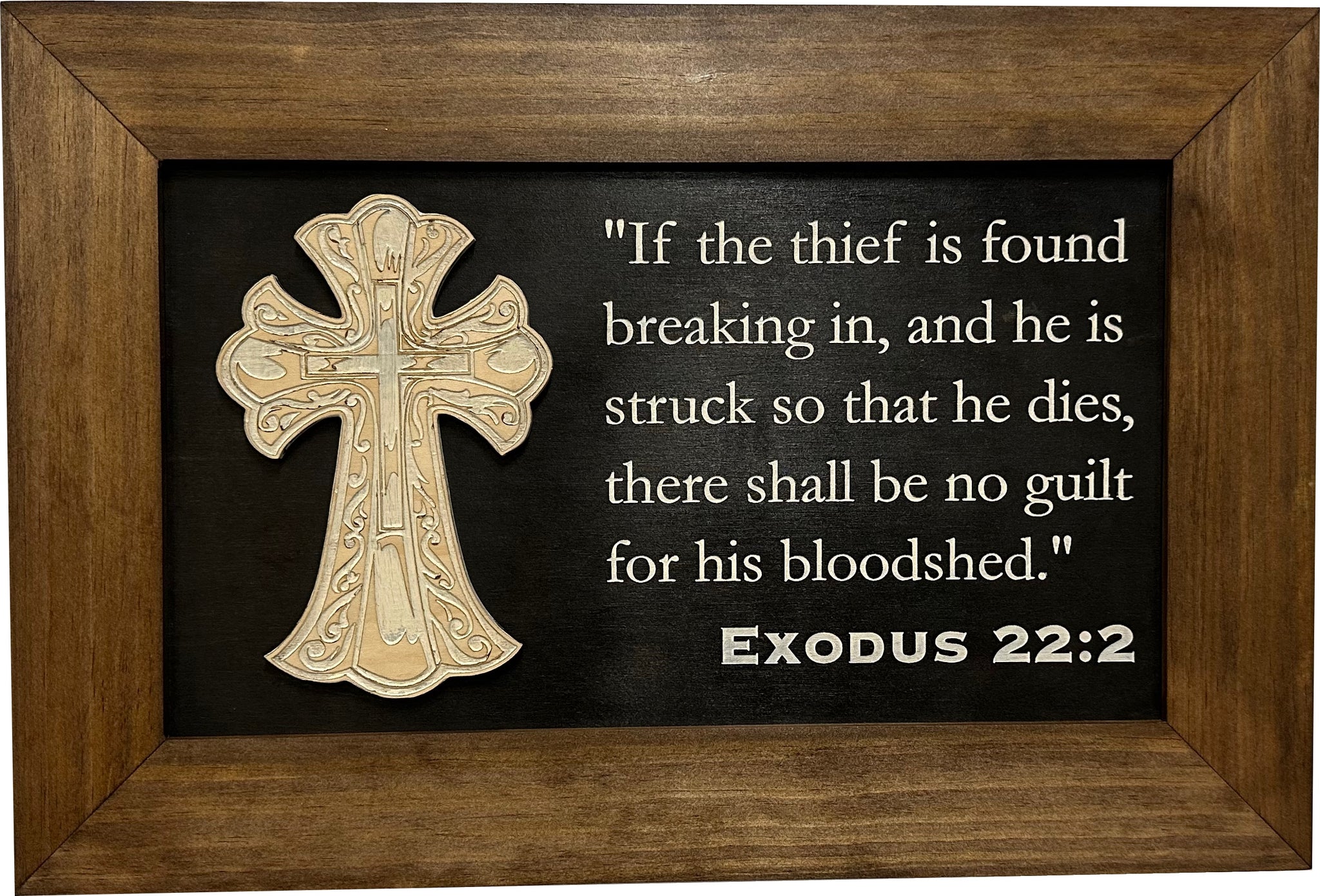 Cross & Exodus 22:2 Hidden Gun Storage Cabinet Wall Mounted close look