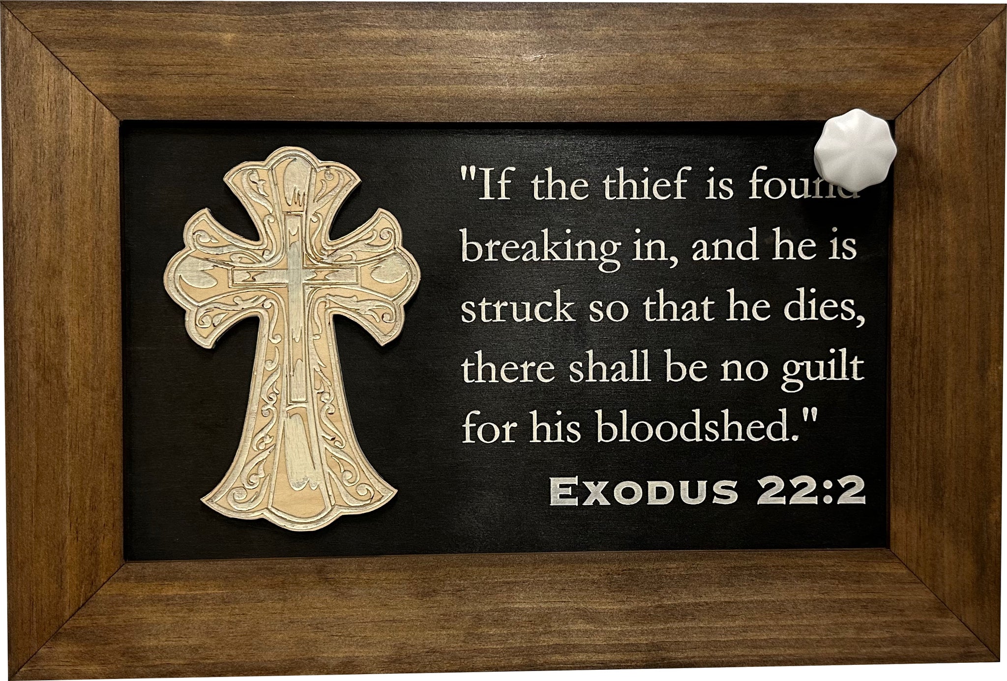 Cross & Exodus 22:2 Hidden Gun Storage Cabinet Wall Mounted with key