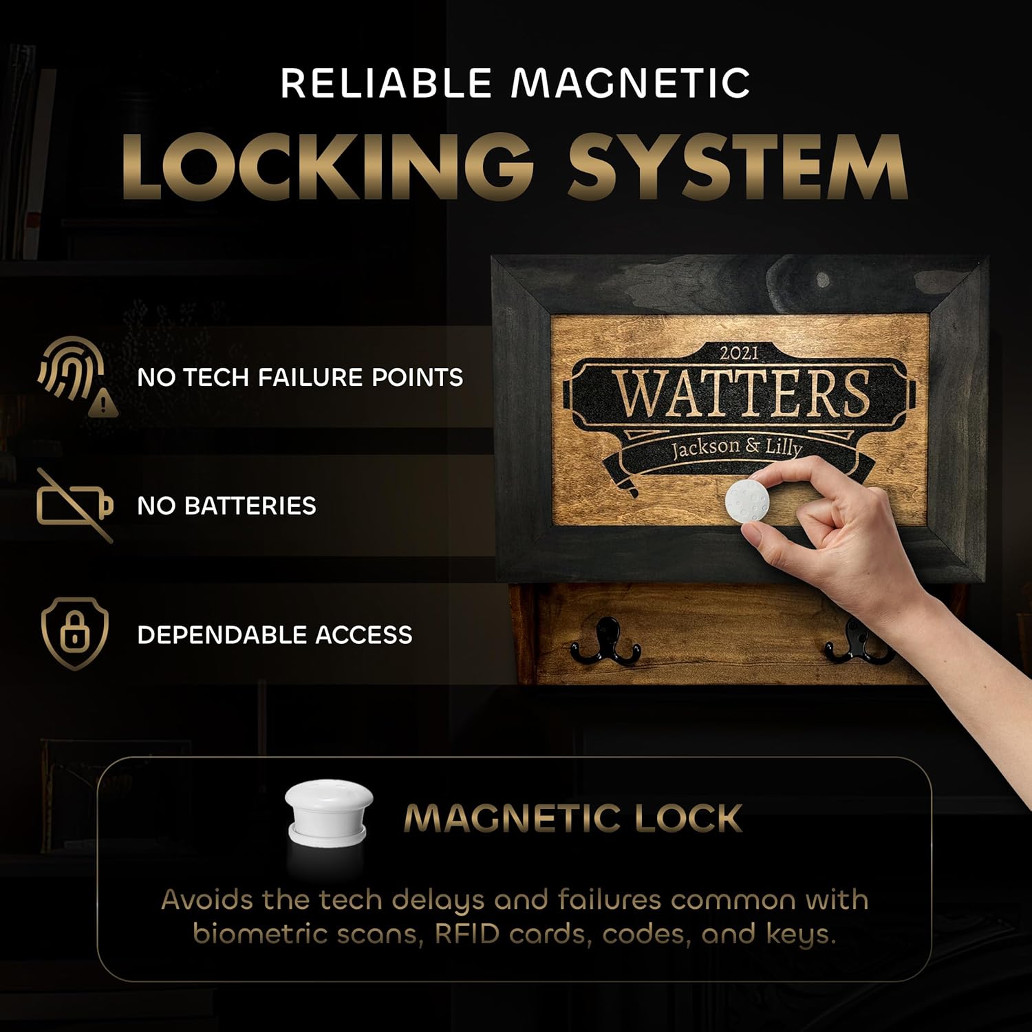 Customizable Watters Hidden Gun Shelf Storage Wall Cabinet with magnetic locking system