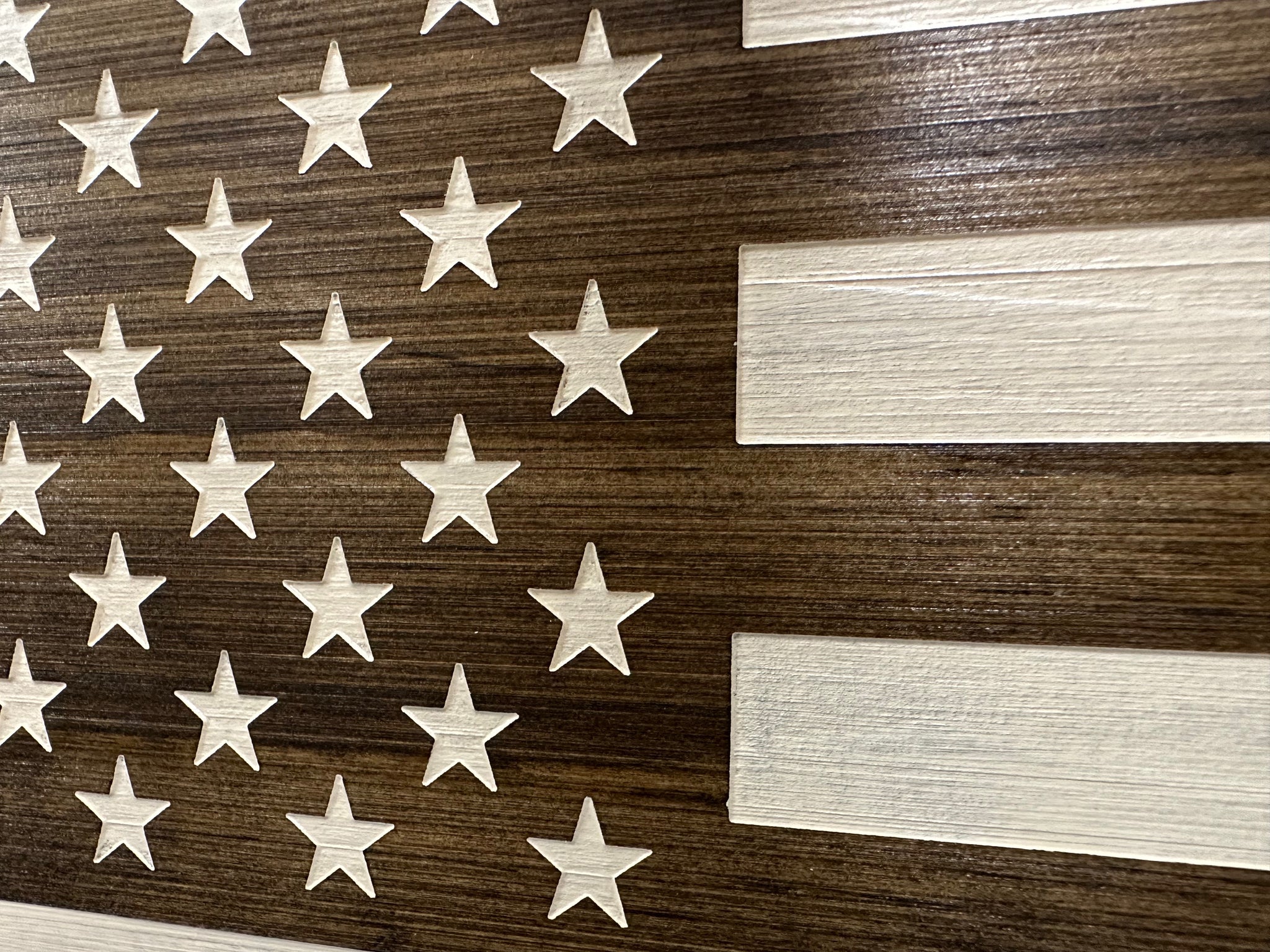 Dark Walnut American Flag Decorative Wall-Mounted Gun Cabinet close view