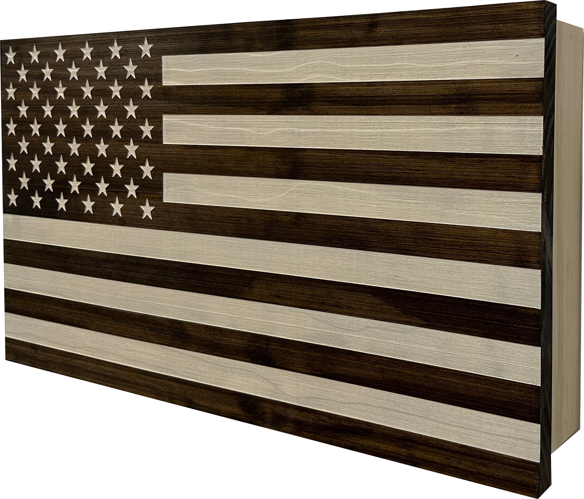 Dark Walnut American Flag Decorative Wall-Mounted Gun Cabinet side view