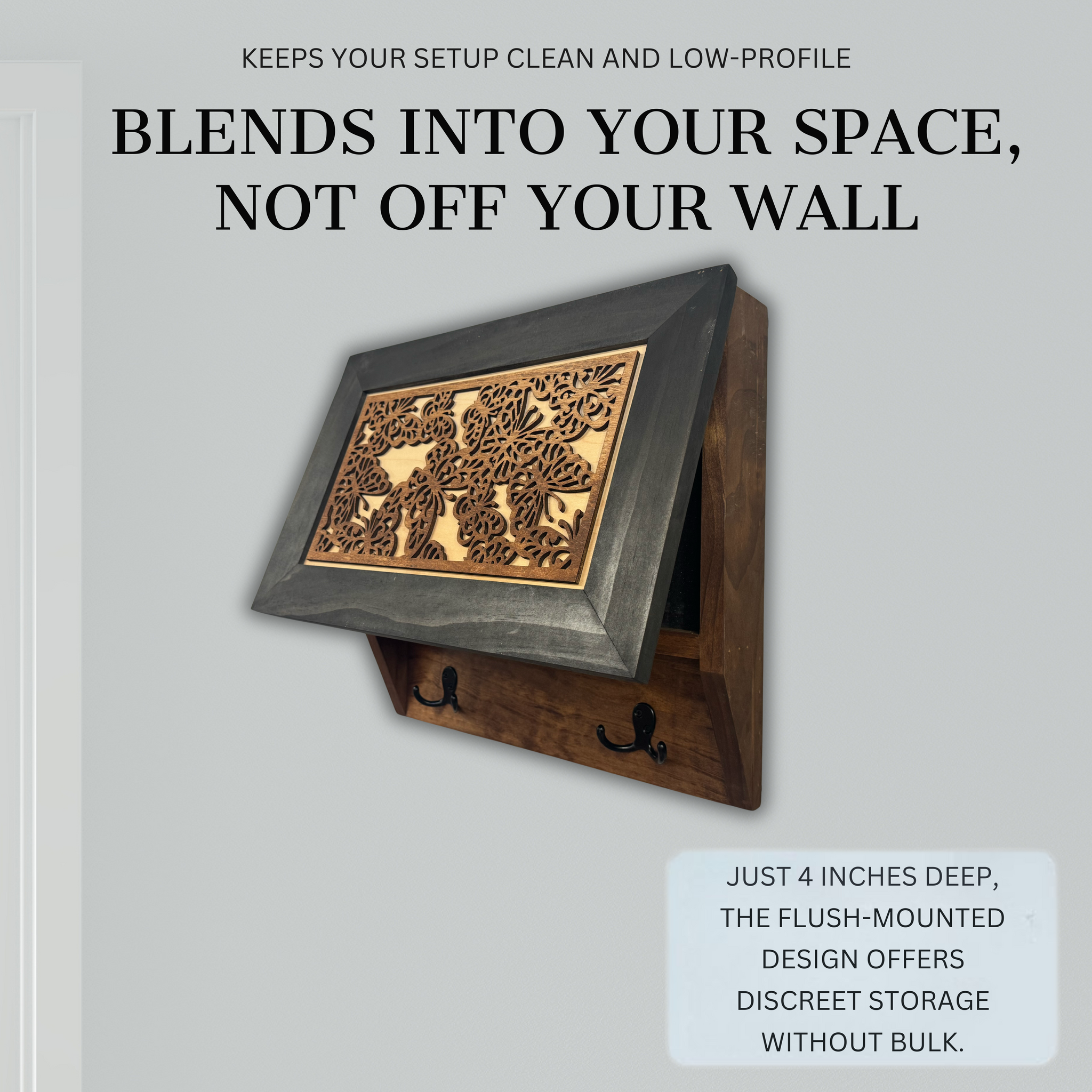 Decorative Butterfly Hidden Gun Cabinet Coat Rack Storage on wall