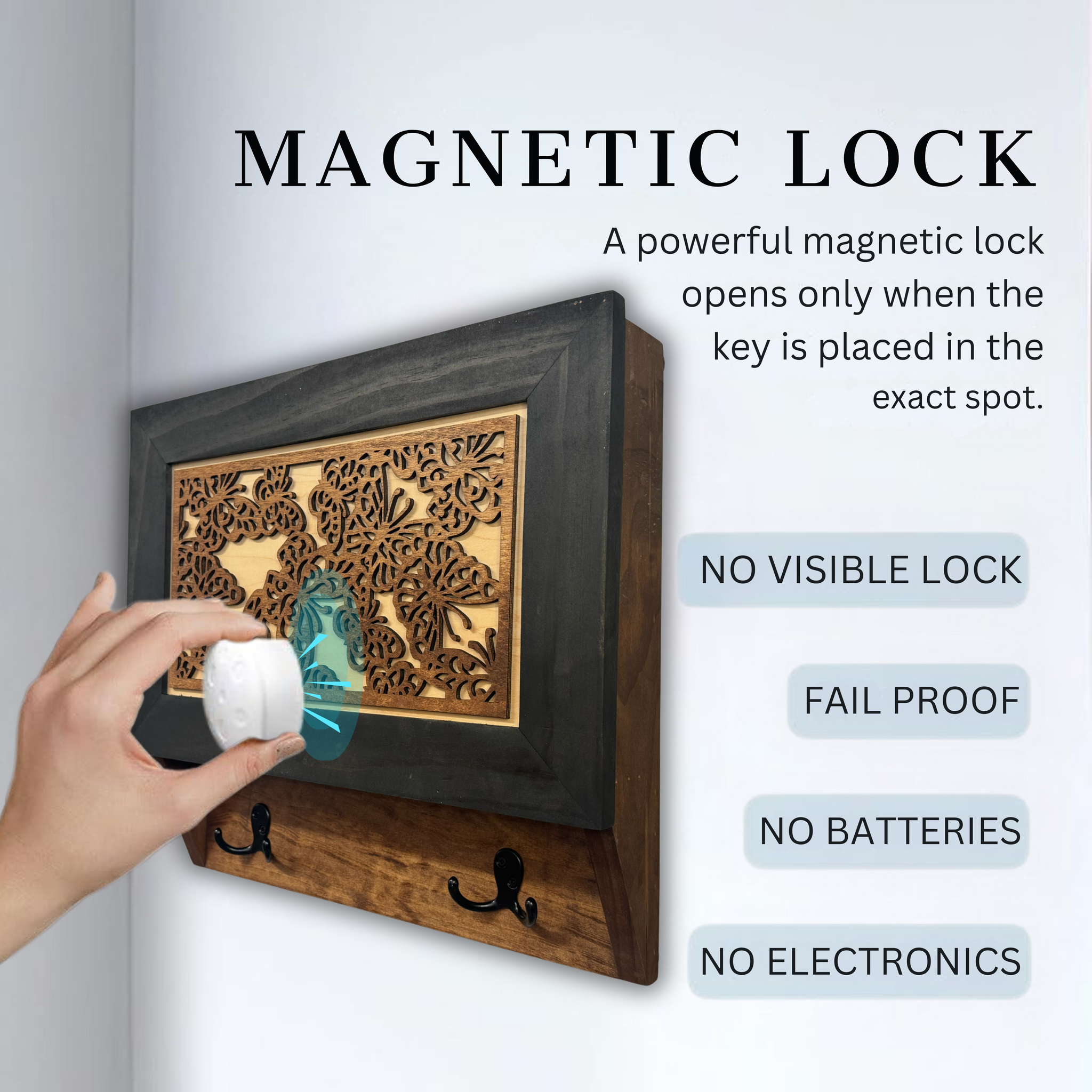 Decorative Butterfly Hidden Gun Cabinet Coat Rack Storage with magnetic lock