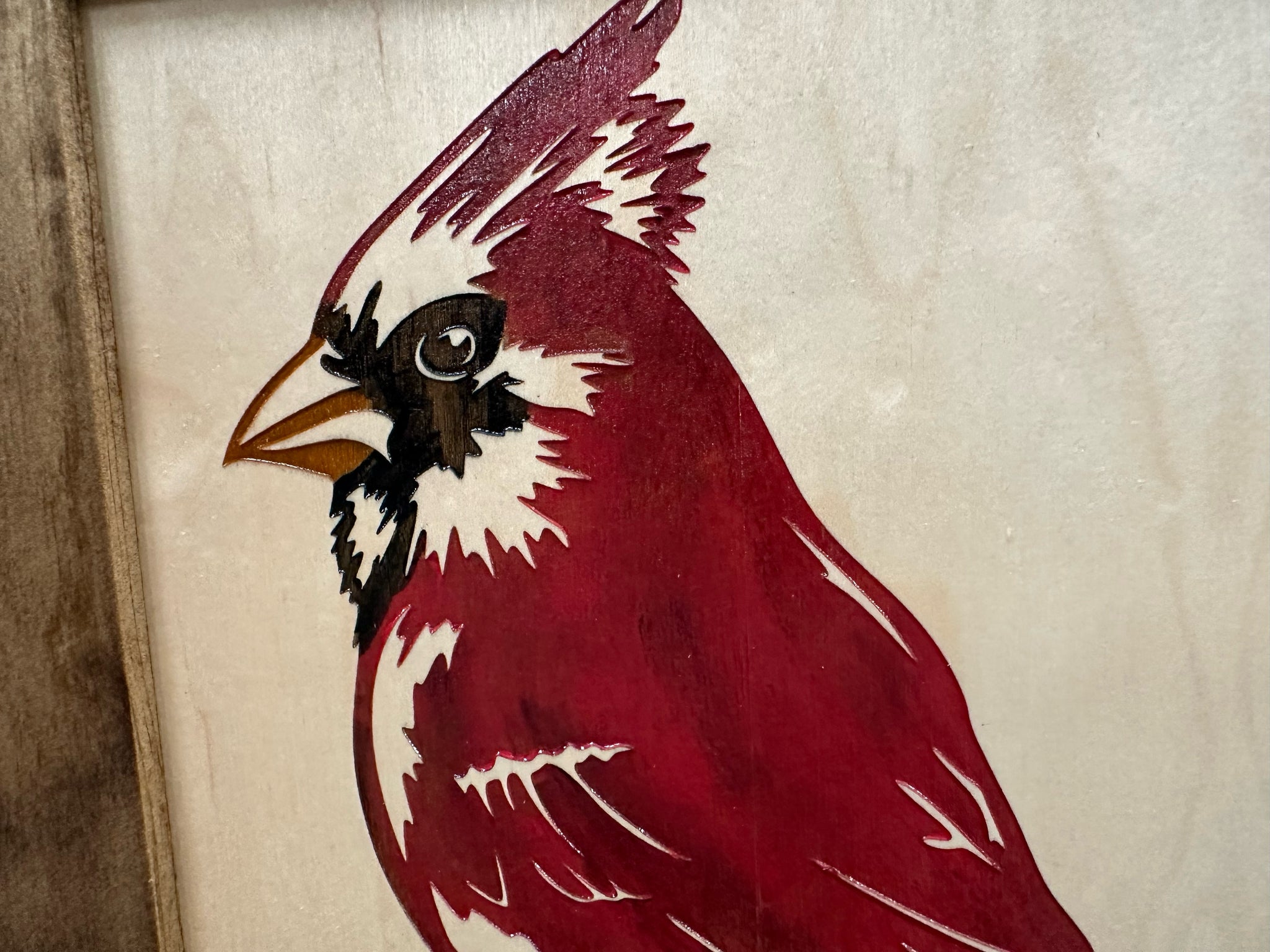 Decorative Hidden Gun Cabinet Red Cardinal Bird Wall Art close  view