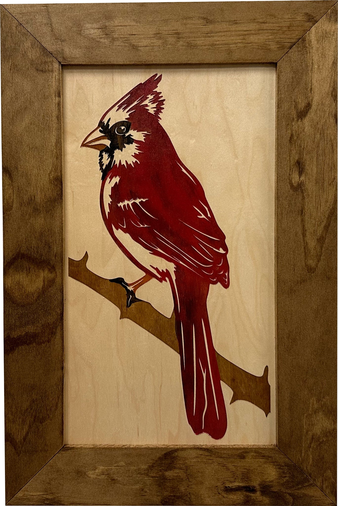 Decorative Hidden Gun Cabinet Red Cardinal Bird Wall Art front view
