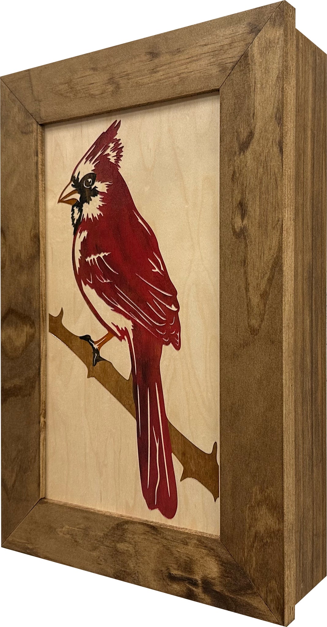 Decorative Hidden Gun Cabinet Red Cardinal Bird Wall Art side view
