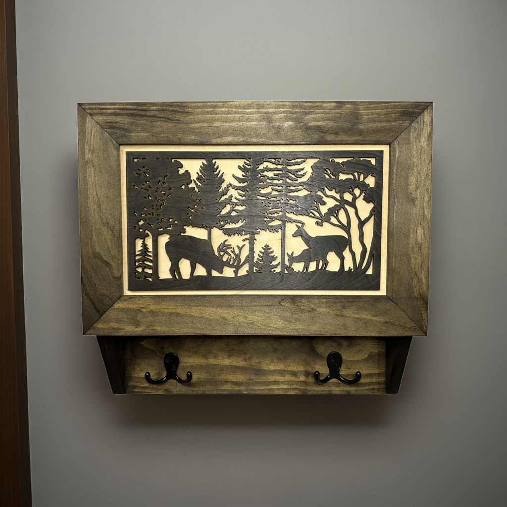 Deer Hunter Coat Rack Hidden Gun Storage Cabinet