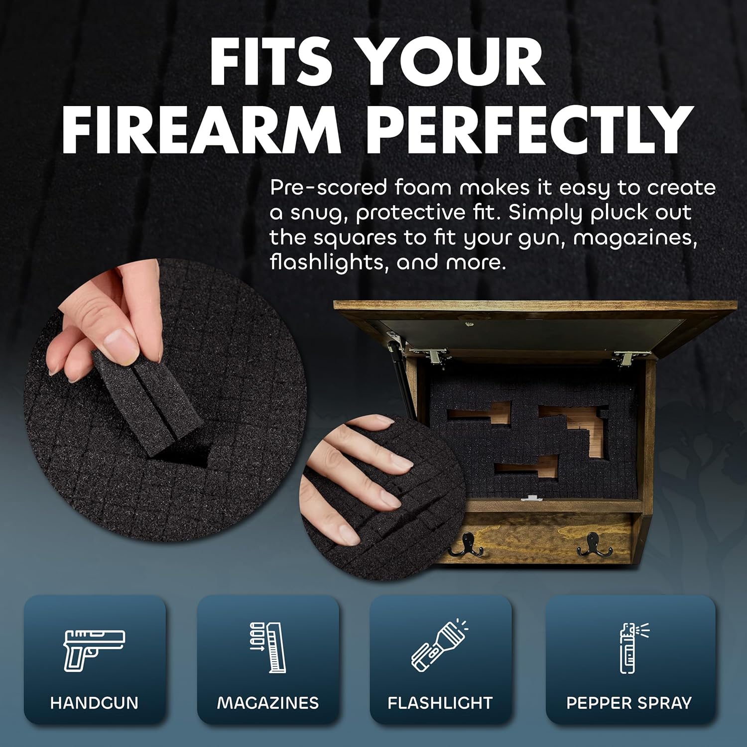 Deer Hunter Coat Rack Hidden Gun Storage with custom foam fit