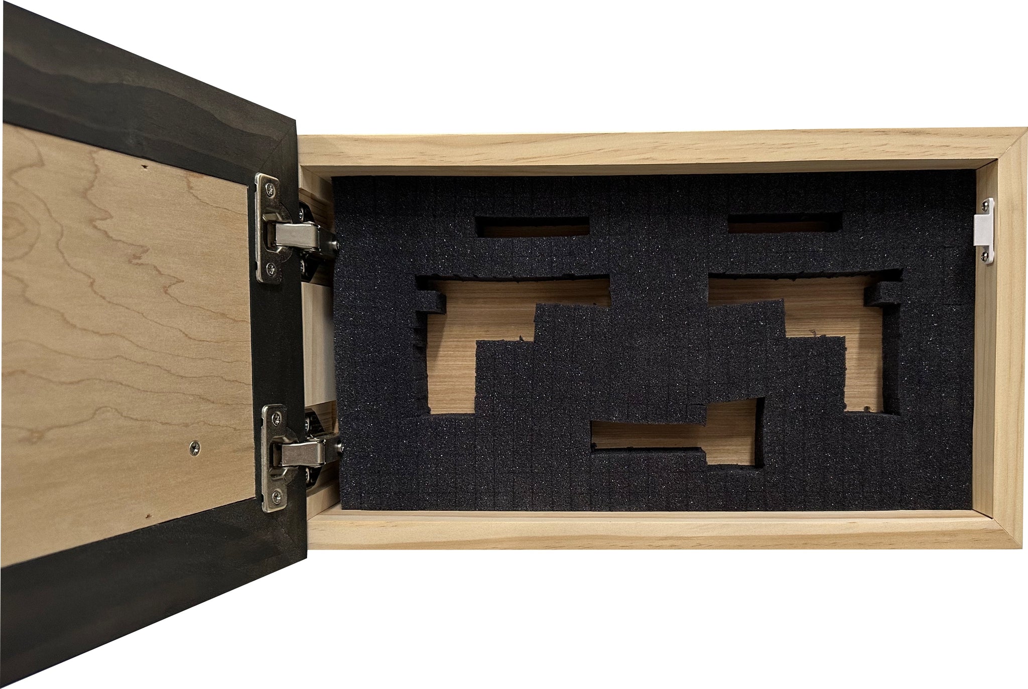 Deer Scene Wall-Mounted Hidden Gun Cabinet full open inside storage look