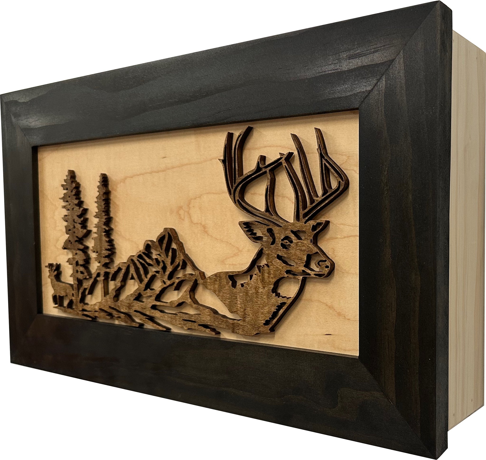 Deer Scene Wall-Mounted Hidden Gun Cabinet full side look