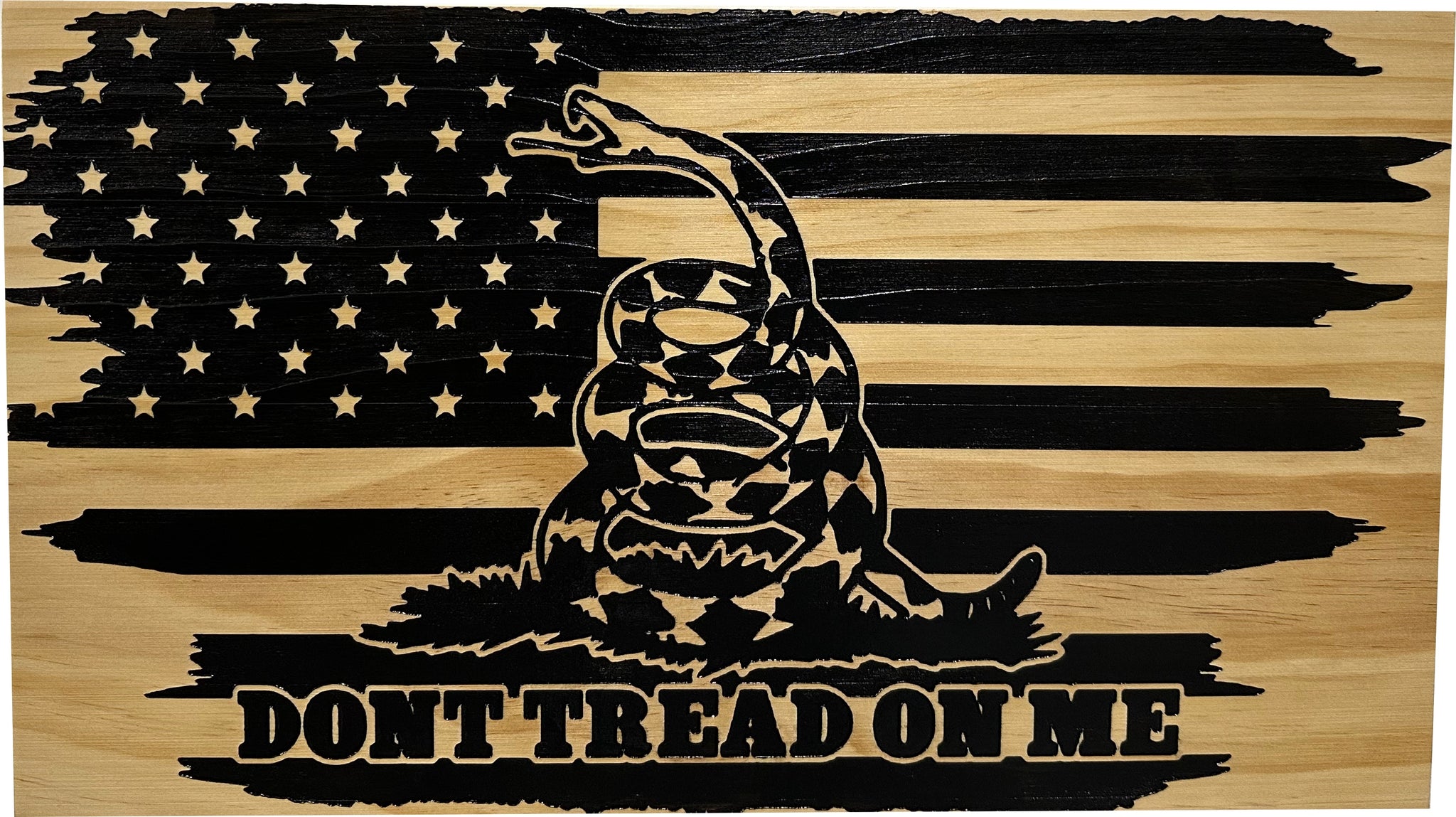 Distressed Dont Tread On Me Wall-Mounted Hidden Gun Cabinet Front look