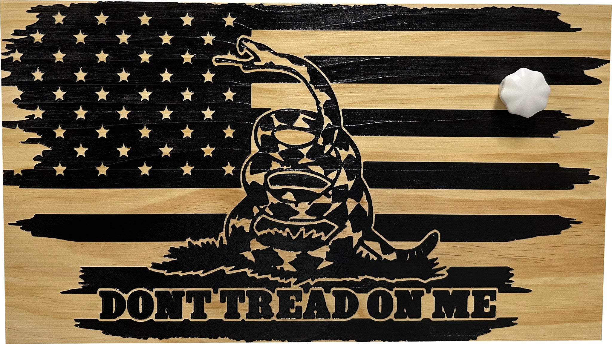 Distressed Dont Tread On Me Wall-Mounted Hidden Gun with Cabinet key