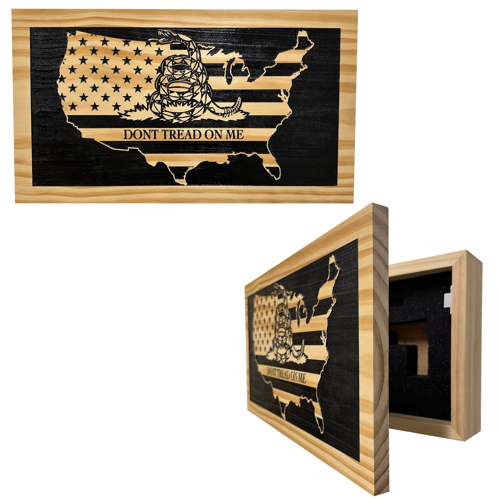 Dont Tread On Me Secure Decorative Wall-Mounted Gun Cabinet 